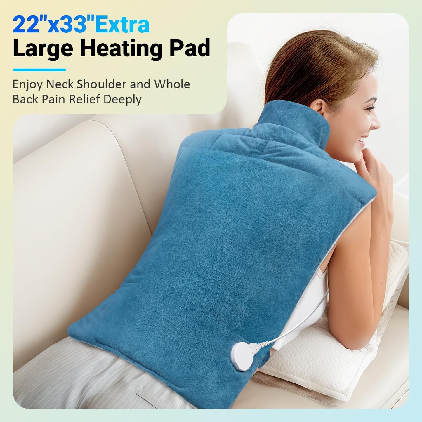 Comfytemp Heating Pad for Back, Neck Shoulder Weighted Design for Snug Fit, 22"x33" FSA Eligible Electric Wearable Throw, 2H Auto-Off, HSA Large Heated Wrap, Machine Washable