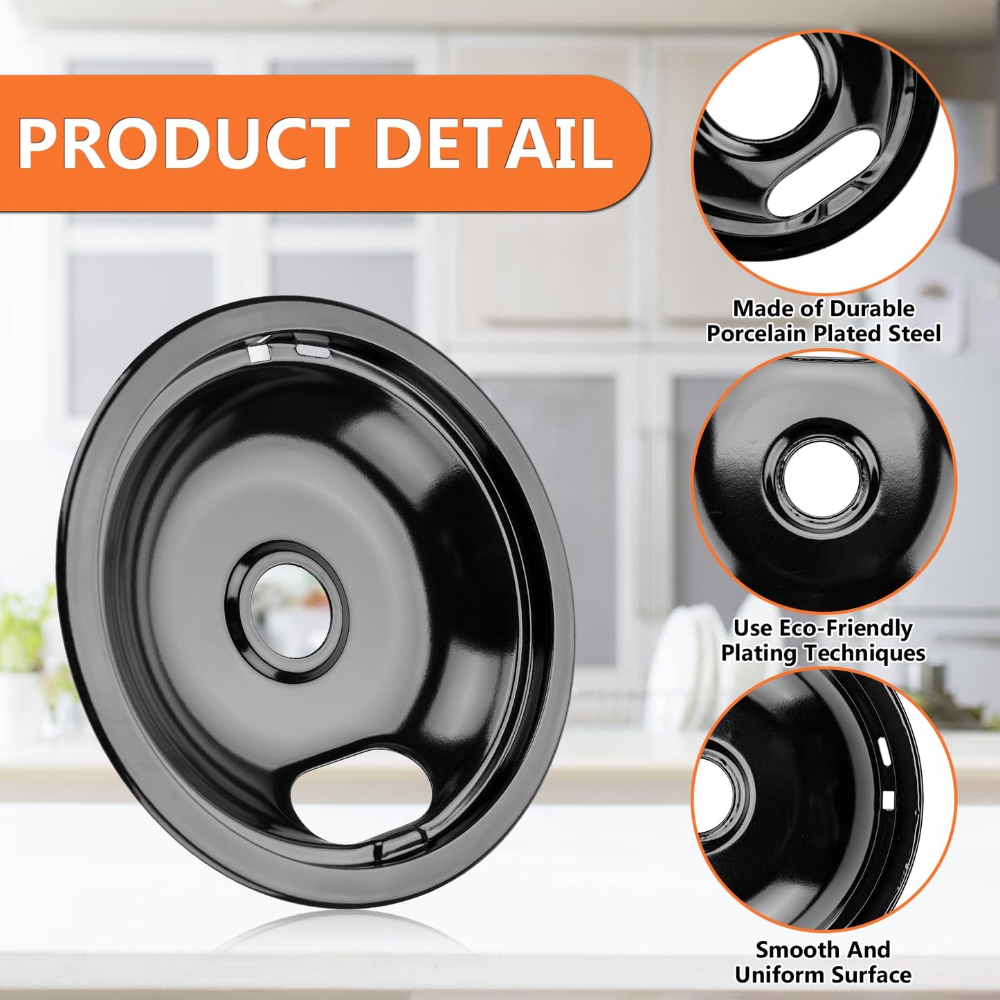 W10290350 W10290353 Porcelain Burner Drip Pan Bowls & MP22YA Electric Range Burner Element Unit Set by Cenipar-Compatible with Whirl-pool Frigi-daire Ama-na Range Oven/Stove