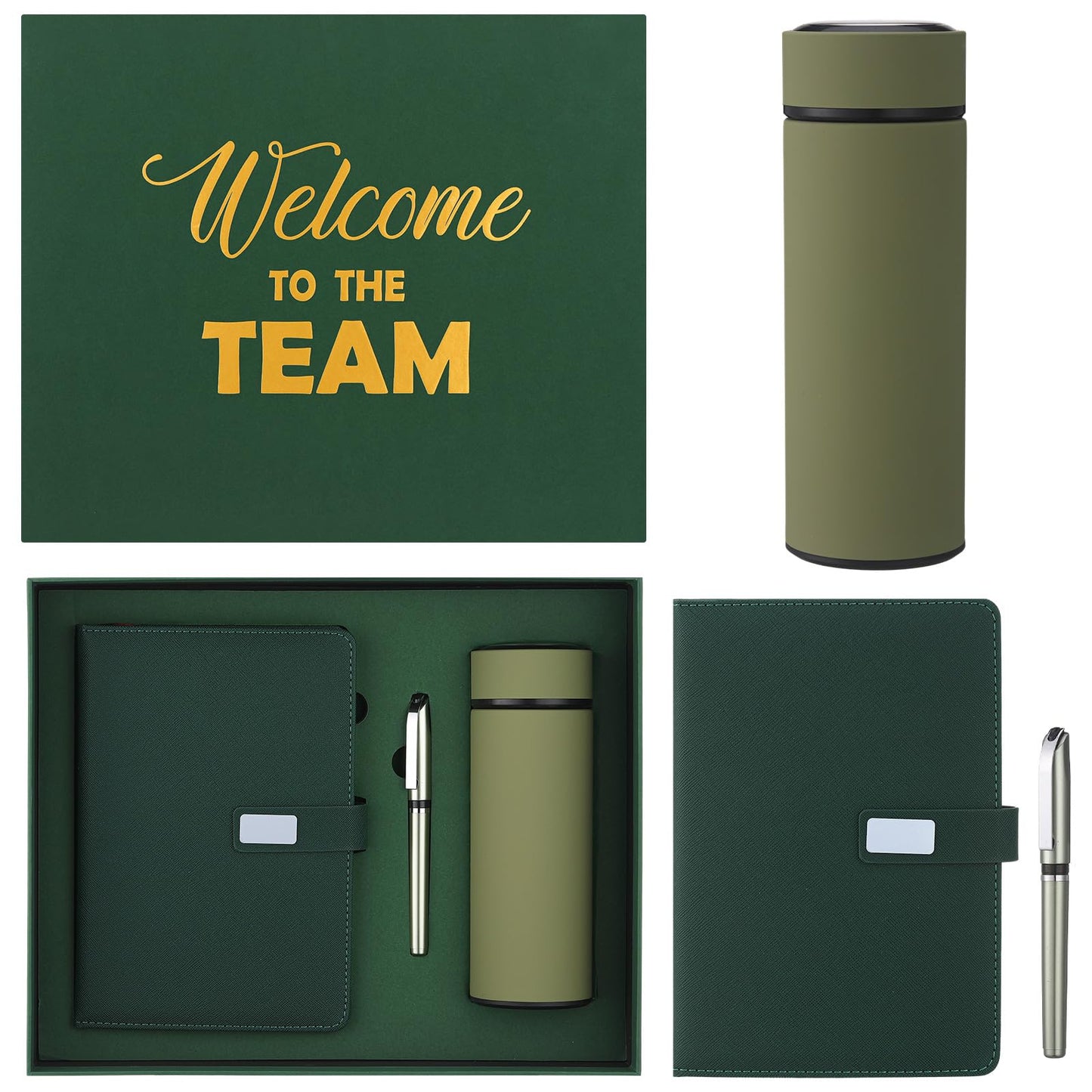 Thenshop Set of 5 New Employee Welcome to The Team Gift Sets Notebook Pen and Tumbler Welcome to The Team Box Employee Appreciation Gift Sets for New Worker Men Women Office(Green)