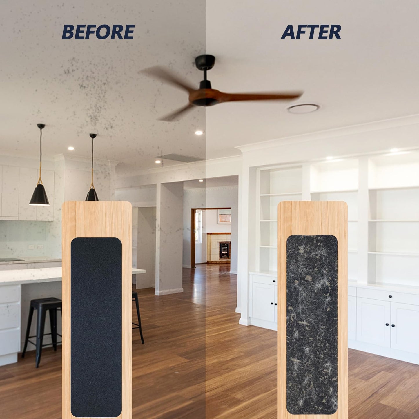 Ceiling Fan Filters for Blades, 15Pcs Activated Coconut Shell Carbon Ceiling Fan Air Purifier Pads, Easily Sticks Unscented Air Filters for Common Household Contaminants