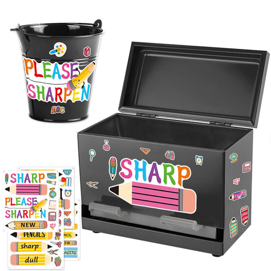 Tkifoda Pencil Dispenser for Classroom Stainless Steel Pencil Holder for Desk, Pencil Dispenser Set with Silicone Organizer & 4 Stickers, Classroom Must Haves Teacher Homeschool Office Supplies