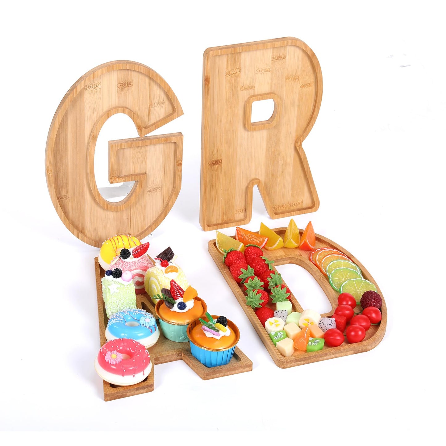 Bagrox Grad Charcuterie Letters Fillable,Wooden Grad Letters, Wood Charcuterie Letters, Fillable Letters for Food, Graduation Decorations