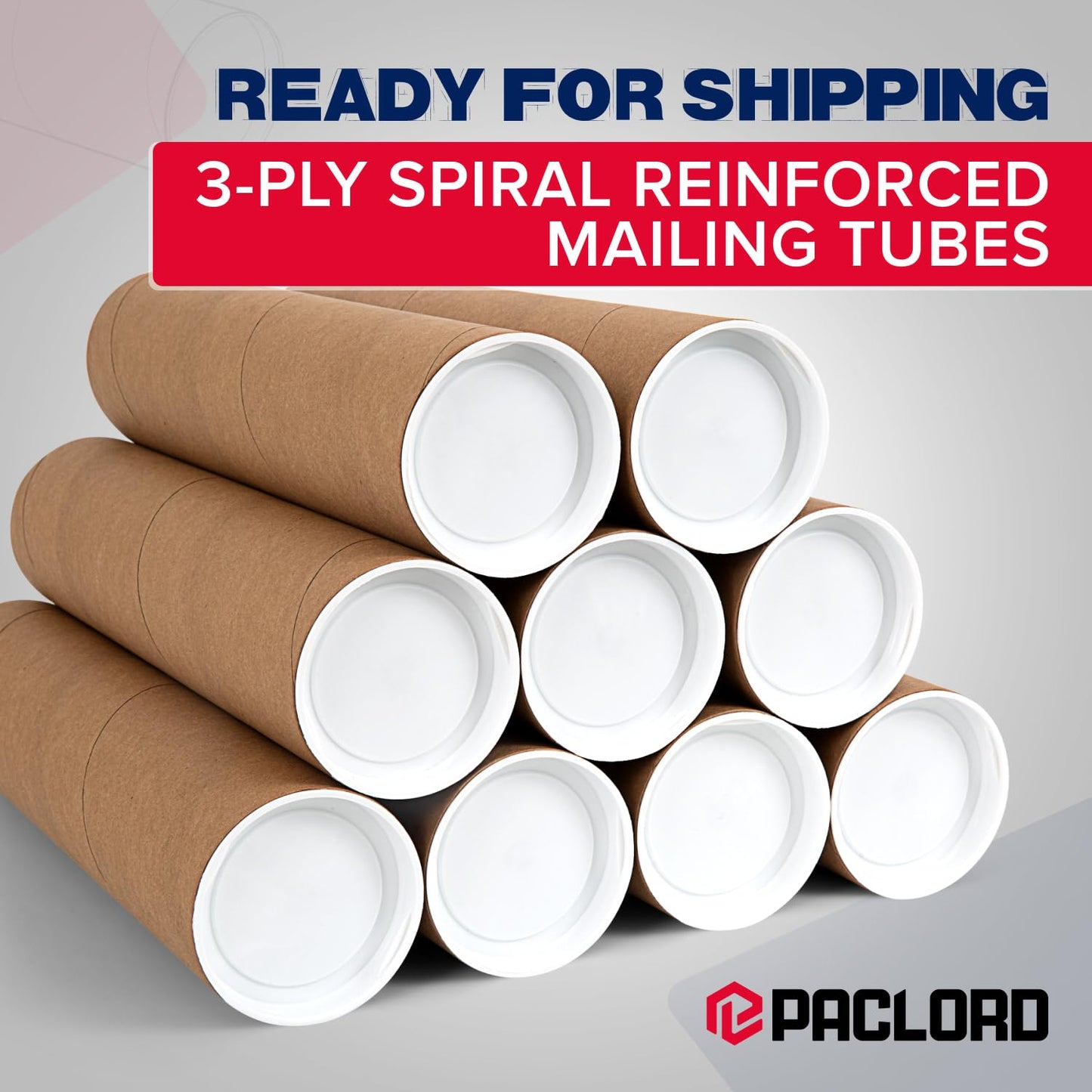 2" x 20" Reinforced Kraft Paper Mailing Tube, Pack of 8 Tubes with 16 Caps – Secure USPS Approved Poster Tube – Made in USA Cardboard Tube for Shipping and Storing Posters, Prints, Artwork