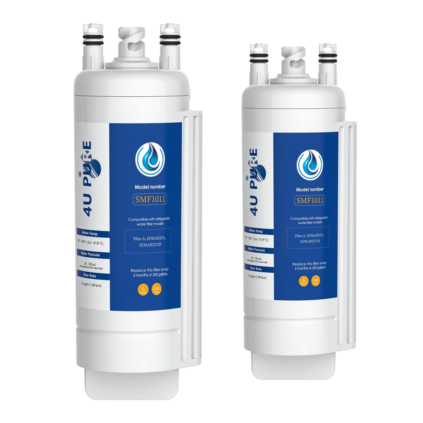 EDRARXD1 Water Replacement, Compatible with Whirlpool EDRARXD1, EDRARXD1B, WRMF3636RZ, WRFF3536SZ, WRMF3636RV, WRFF3436RZ, WRMF3636RB, WRMF3636RW (2 Pack)