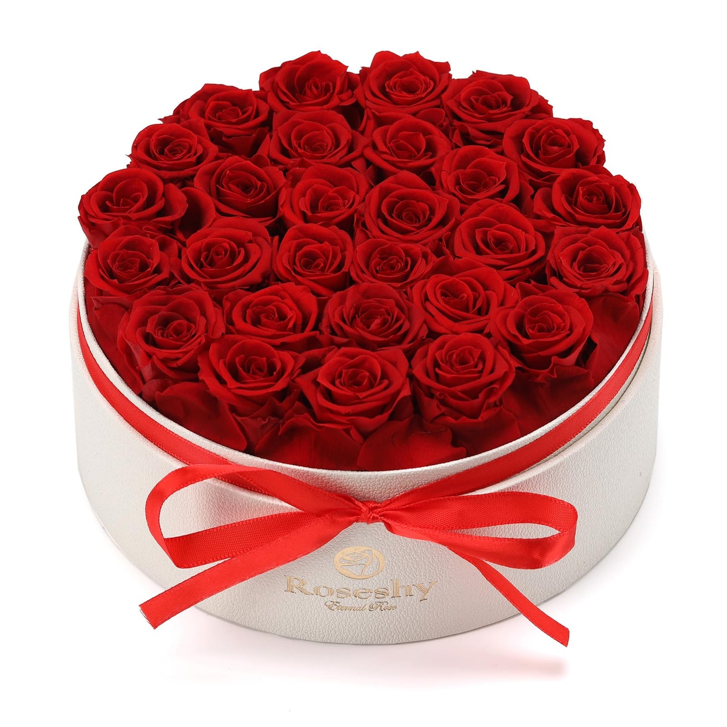 Valentines Day Flowers Roses Gifts for Her,28pcs Red Forever Preserved Roses in Round Gift Box,Valentines Day Delivery Prime Gifts-Roses Gifts for Women,Mom.