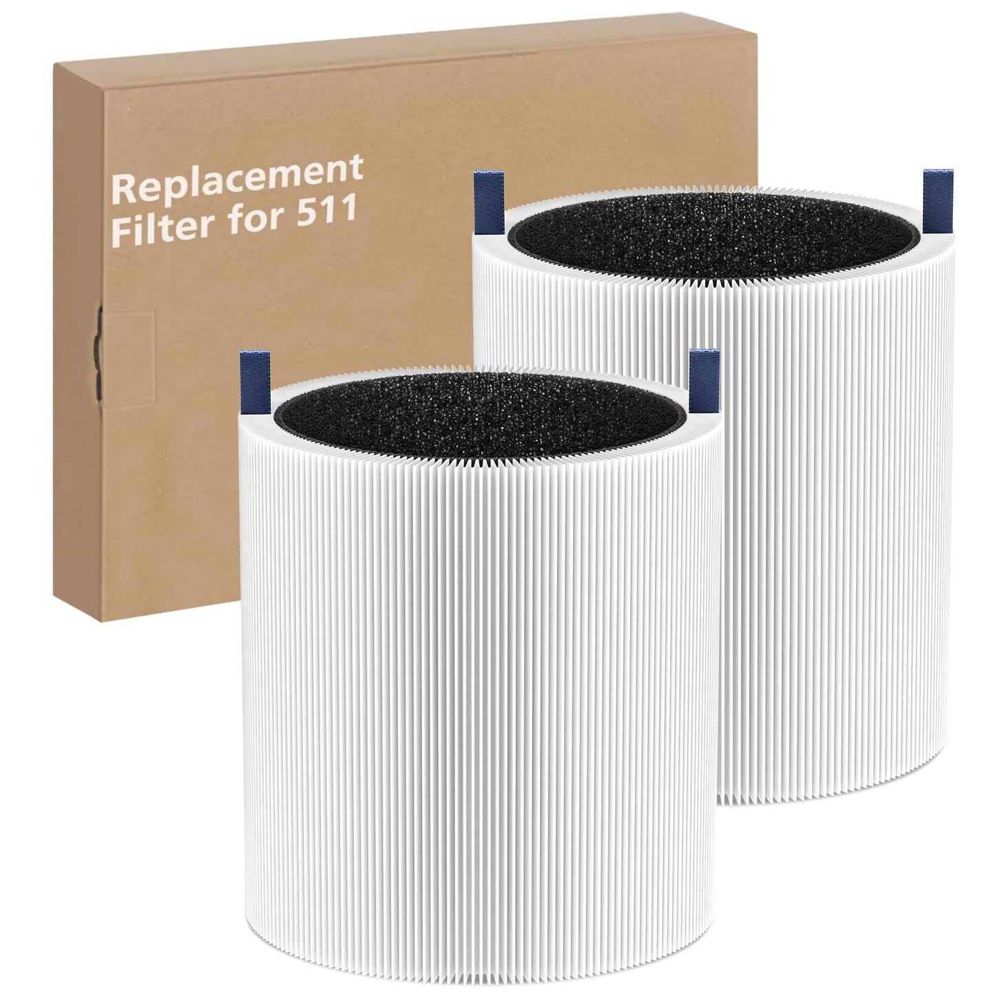 2-pack Blue Pure 511 Replacement Filter Compatible with Blueair Blue Pure 511 Air Purifier, Ture HEPA Filters and Activated Carbon Filter