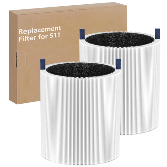 2-pack Blue Pure 511 Replacement Filter Compatible with Blueair Blue Pure 511 Air Purifier, Ture HEPA Filters and Activated Carbon Filter