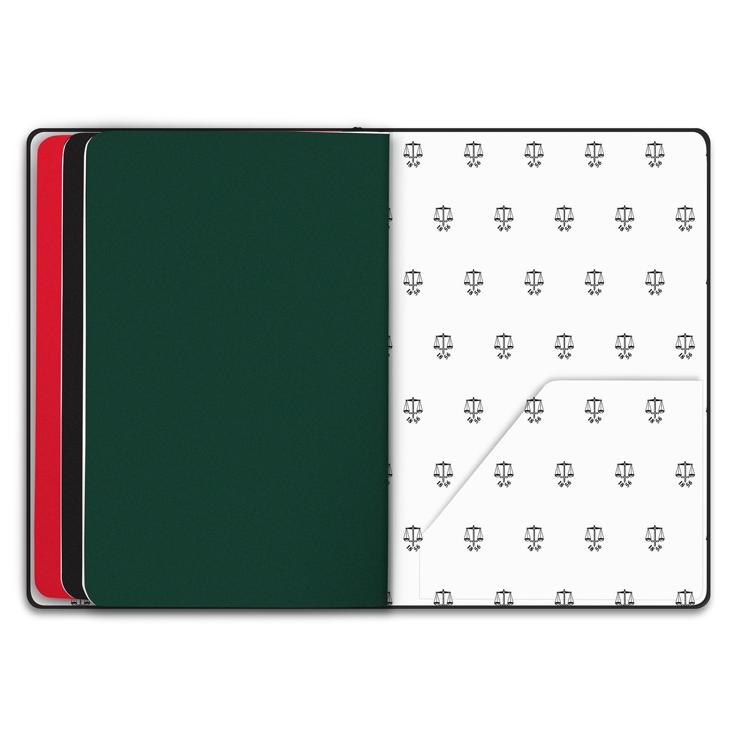 Hunter - Rambler Refillable Notebook, 8.6” X 6” Book with 3 A5 Booklets, 80 Pages Each of Lined Paper, Dot Grid, & Blank Pages for Drawing or Journaling, Elastic Band & Inside Pocket, Black
