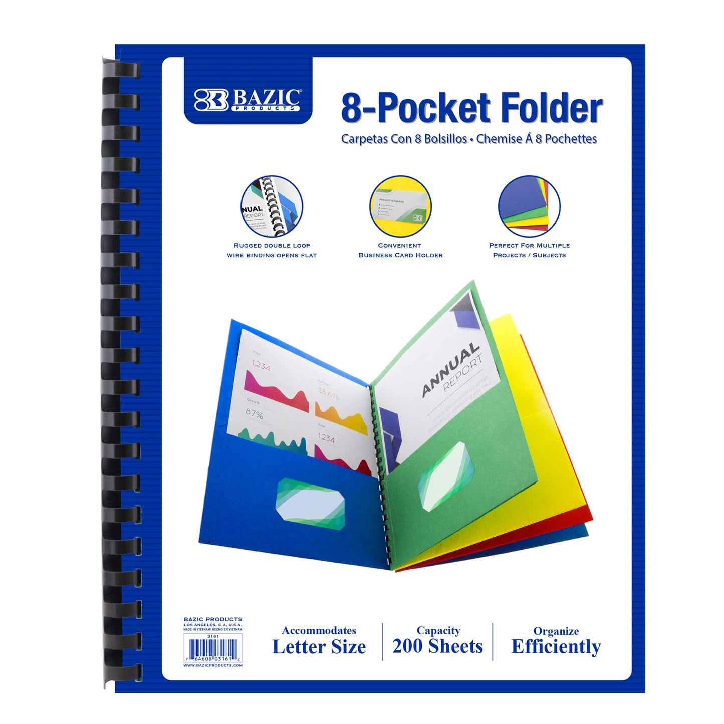 BAZIC Products Presentation Folder, 8 Pocket, Letter Size, Cs/12