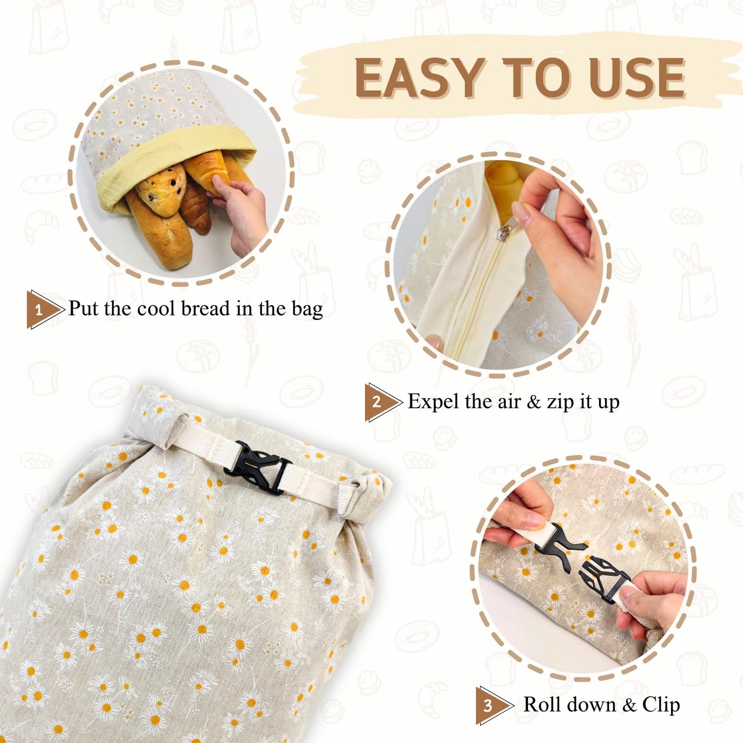 2 Pack Beeswax Bread Bags for Homemade Bread with Zipper, Large 13x17'' Reusable Beeswax Sourdough Bread Storage Bag, Keep Loaves Fresh Longer, Freezer Safe & Airtight, Natural, Zero Waste