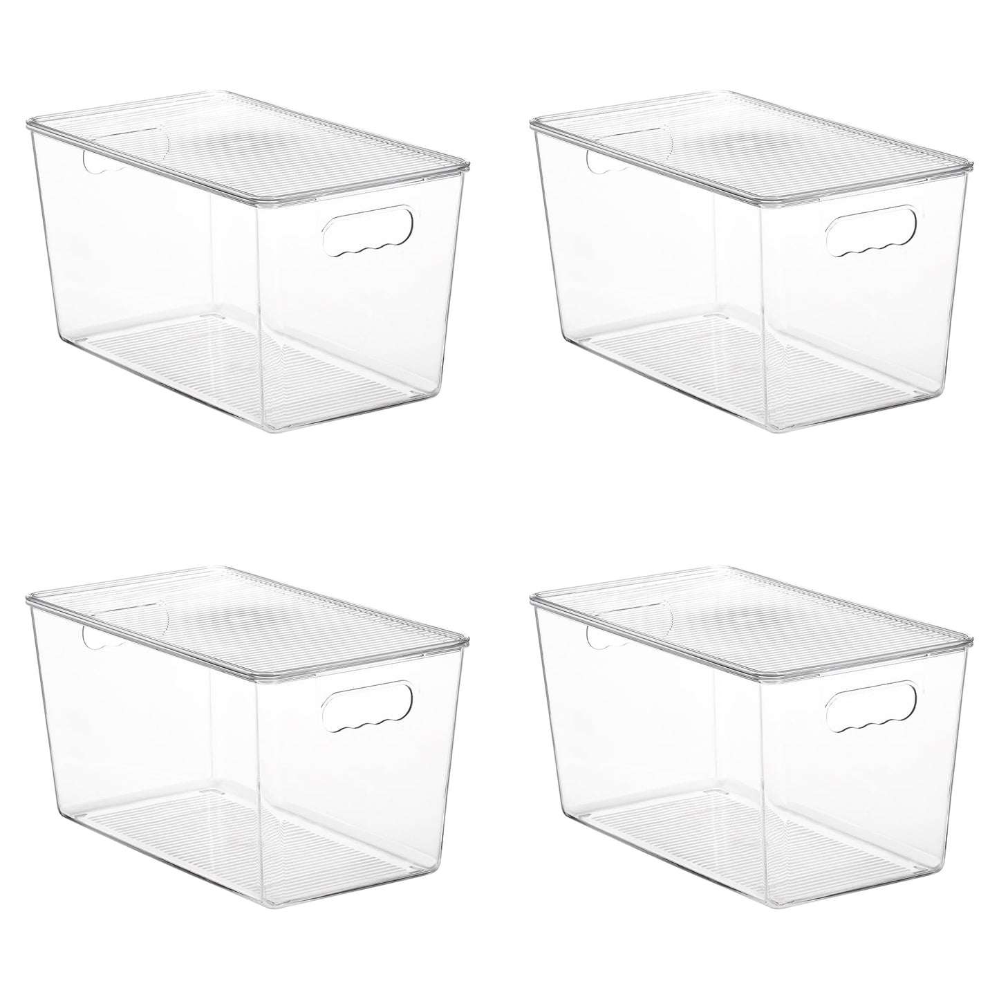 Vtopmart 4 Pack Clear Stackable Storage Bins with Lids,XLarge Plastic Containers with Handle for Pantry Organizer and Storage,Perfect for Kitchen,Fridge,Cabinet, Closet,Bathroom Organization