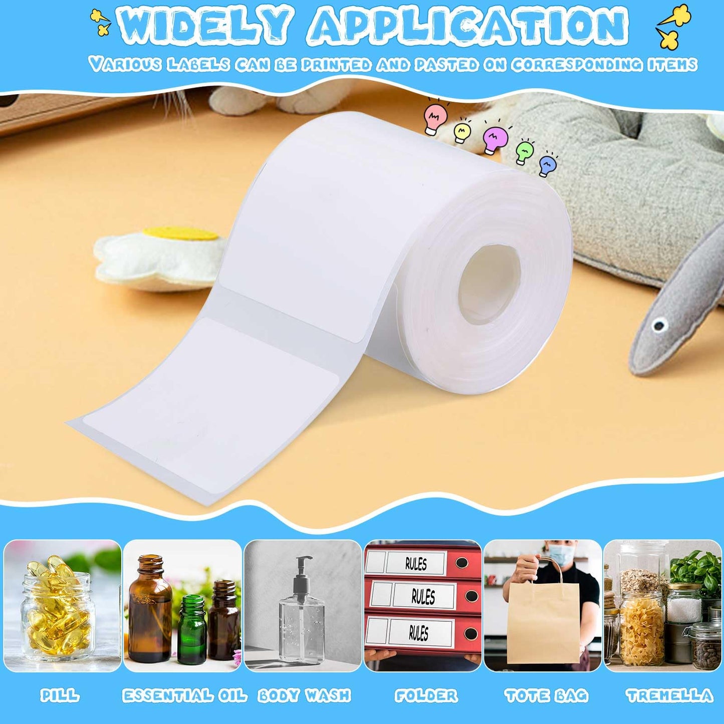Ctosree 24 Rollers Compatible with Phomemo/D30 Label Printer Blank Adhesive Thermal Paper Compatible with Phomemo Label Printer Paper Sticker Tape for Name Price(1.57 x 1.18 Inch)