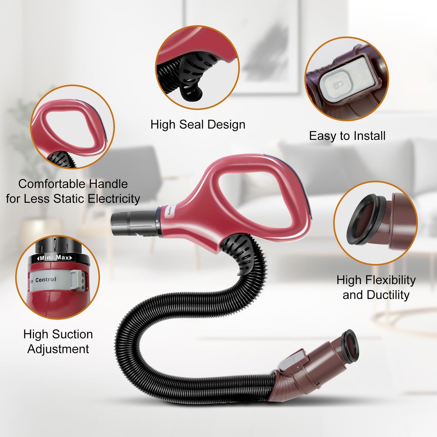 ZU561 Replacement Hose Handle, Crevice Tool, Vacuum Hose Adapters Compatible with Shark Navigator Rotator Lift-Away Upright Vacuum Models ZU561, ZU560, ZU562, UV725