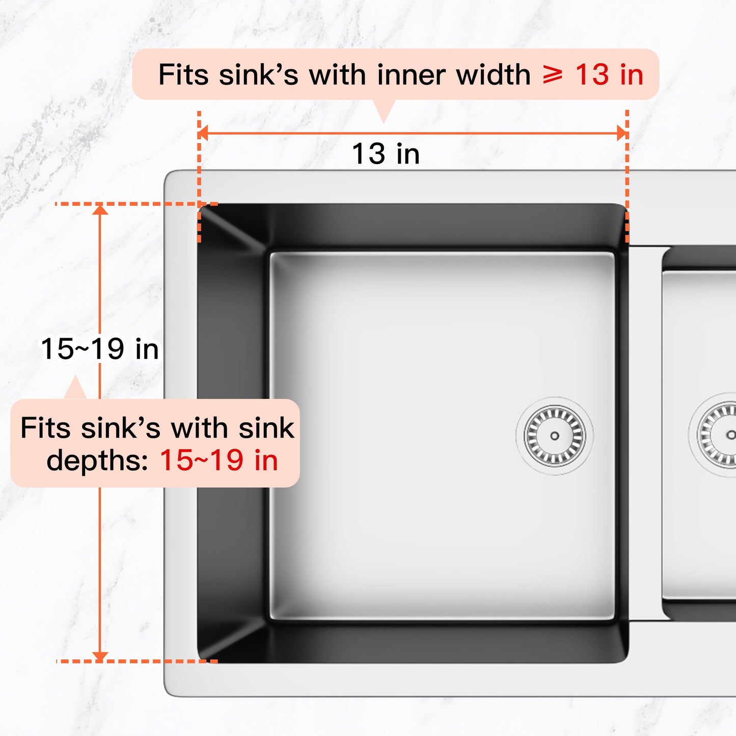Expandable Over The Sink Dish Drainer Drying Rack In Stainless Steel Metal For Small Kitchen, Counter Space Saving Compact Above Plate Dryer Strainer, Adjustable Hanging Inside Sink Wire Drain Holder