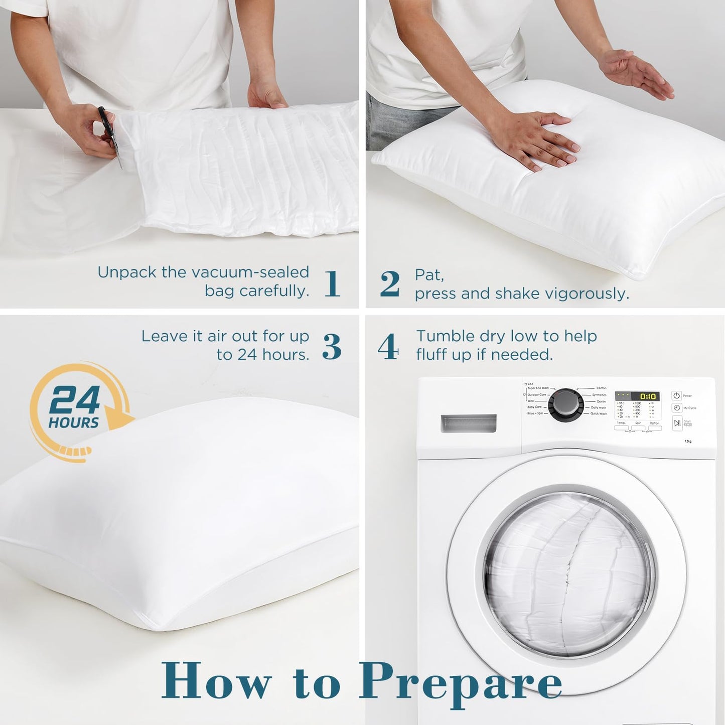 viewstar Bed Pillows Queen Size Set of 2, Hotel Collection, Down Alternative Soft Pillow for Back, Stomach or Side Sleepers, White