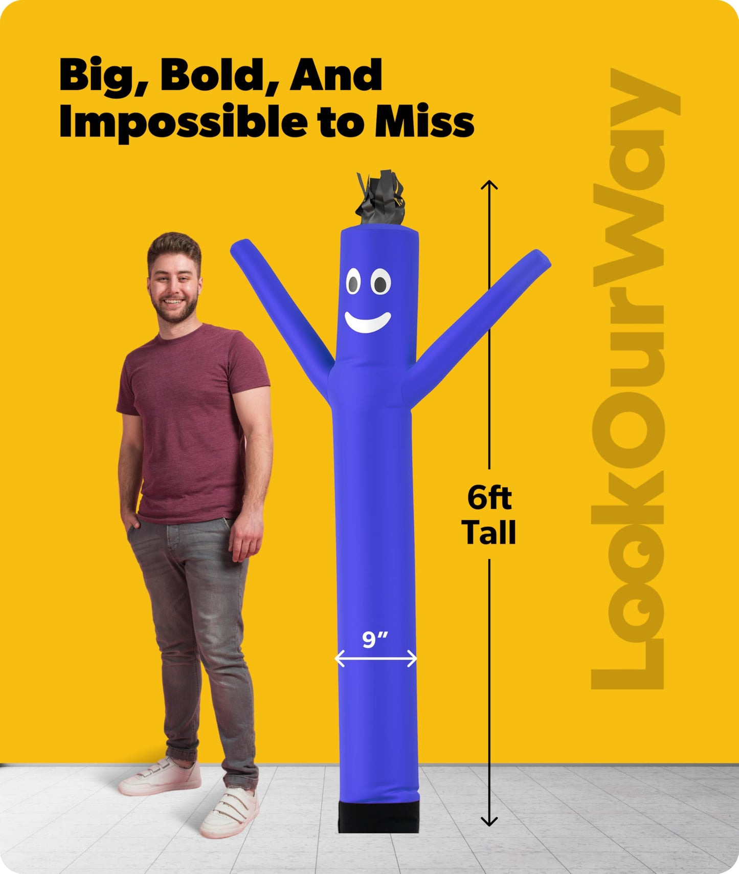 LookOurWay Air Dancers Wacky Waving Inflatable Tube Man Attachment - 6 Feet Tall Advertising Air Dancer Waving Man Inflatable Tube Guy - Blower Not Included - Blue