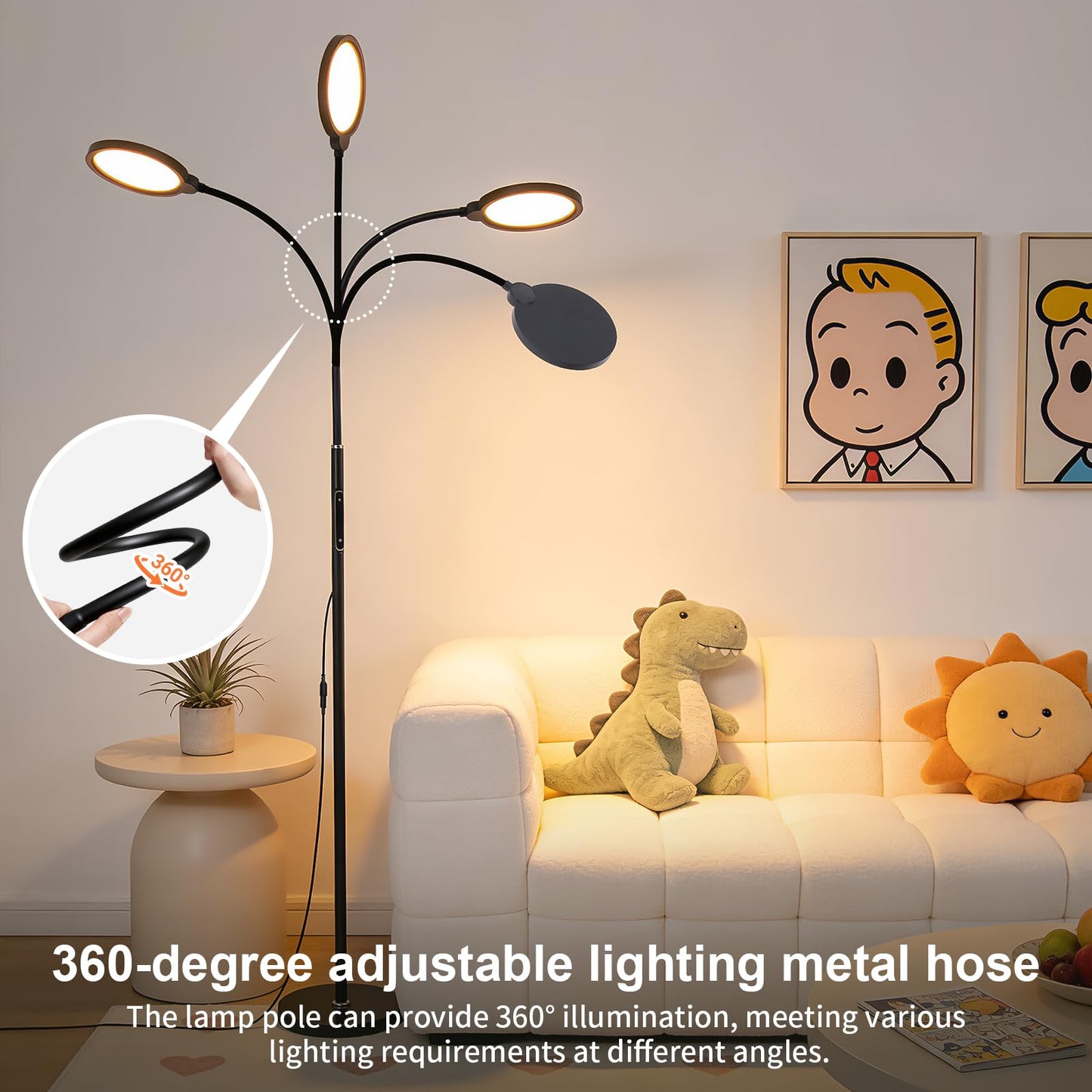 Bright LED Eye-Friendly Floor Lamp with Remote and Touch Dimmer & Adjustable Color Temperature, Smart Gooseneck Standing Light for Living Room,Kids Bedroom, Home Office Desk,Library Study Reading
