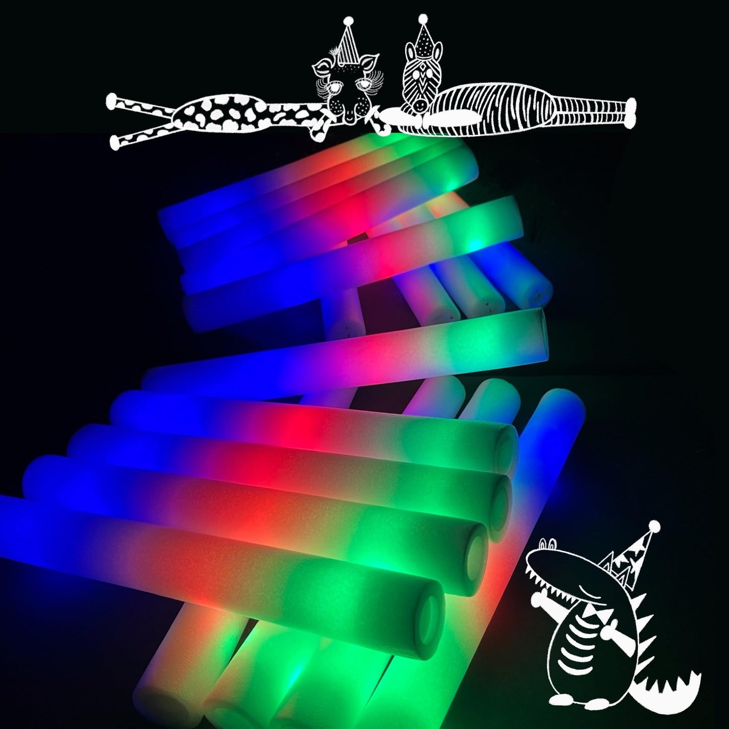 100-Bulk Pack Glow Foam Sticks – UltraBright 3 Flashing Modes, great for kids’ parties, Halloween, school events, campouts & more. From a fun-loving, U.S.-owned small business!