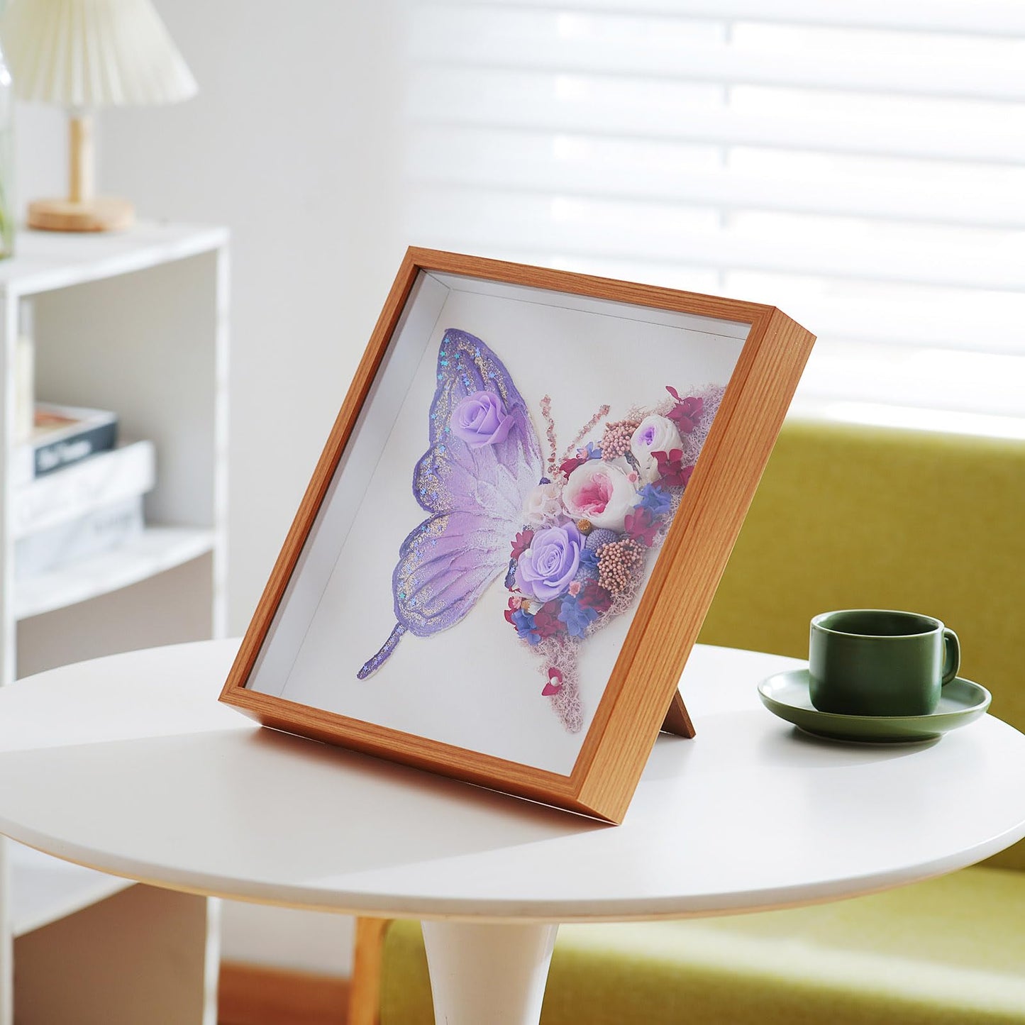 ADDWel Preserved Real Rose Butterfly Shadow Box - 12x12 3D Handmade Eternal Flower Wall Art, Unique Birthday Anniversary Purple Gifts for Women, Mom, Wife, Grandma