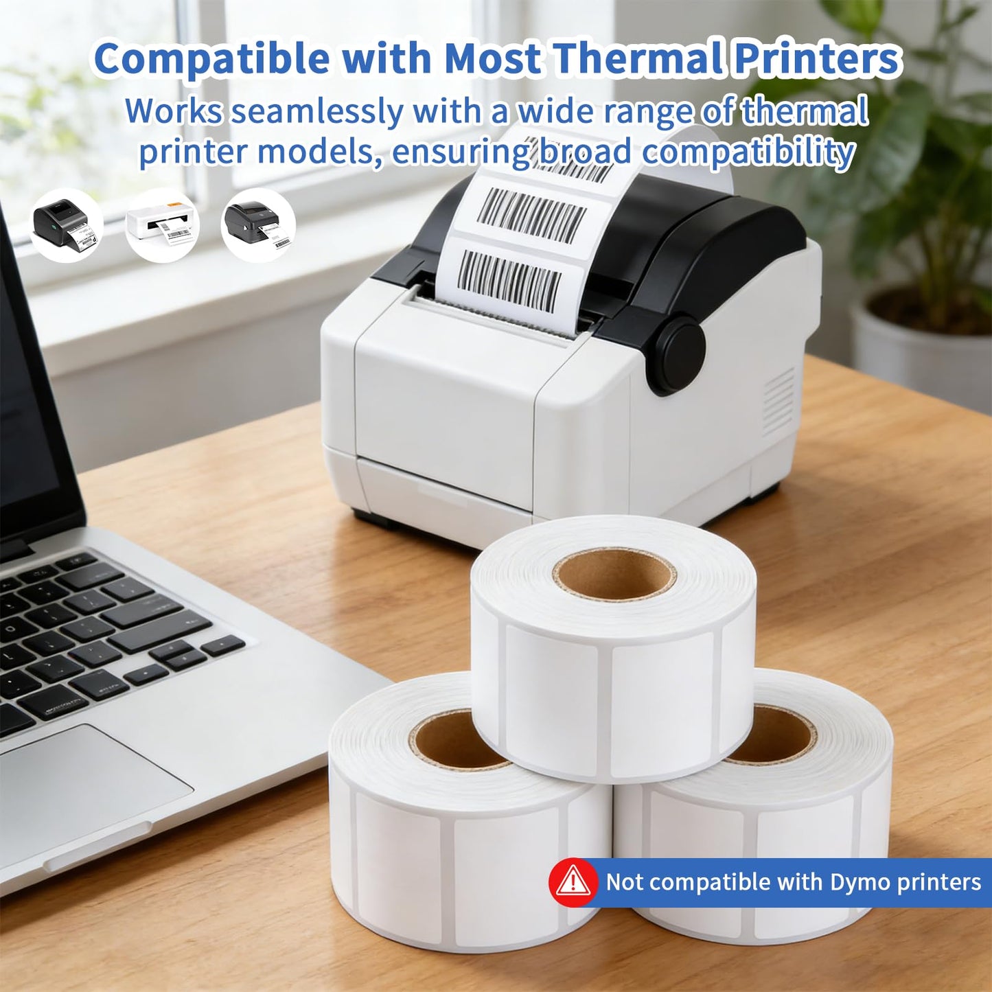 2" X 1” Direct Thermal Labels,Permanent Adhesive，White Self-Adhesive Barcode Label Paper Compatible with Direct Thermal Printers for Business Use(10 Rolls, 1000 Labels/Roll)