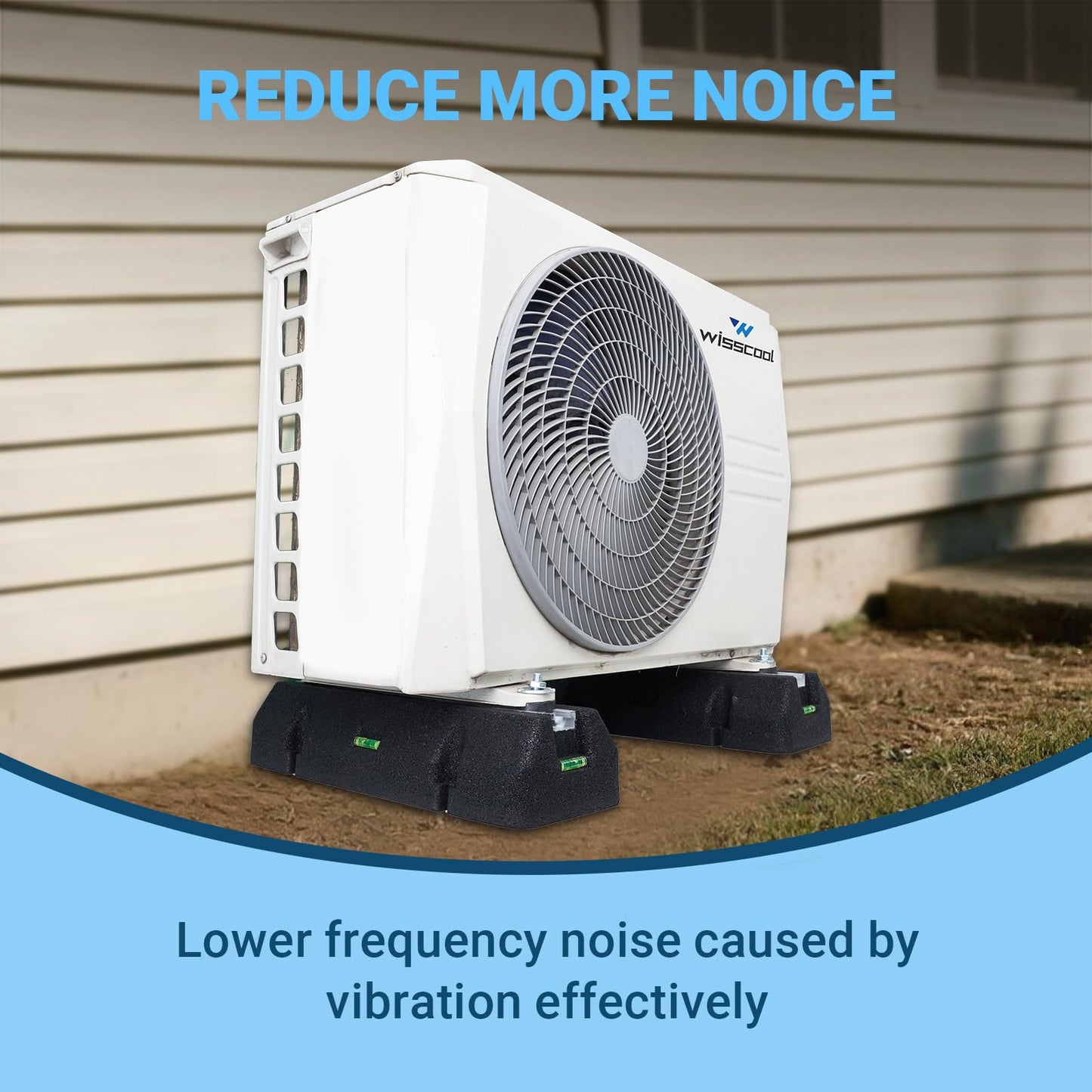 WISSCOOL Floor Mounting Base Kit Mini Split Air Conditioning Systems, Heavy-Duty Condenser Pad for AC Condensers Heat Pump System, Rubber Anti-Vibration Pads Outside 1500lbs 9000-18000BTU