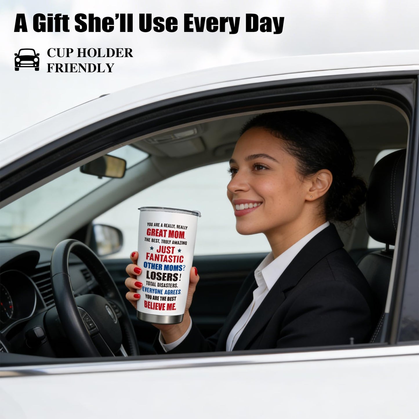 Roosyo Mothers Day Gifts for Moms – 20 Oz White Stainless Steel Tumbler – Perfect for Anniversary, Birthday or Mother’s Day – Thoughtful and Practical Gift Ideas for Her Mom Wife from Daughter or Son