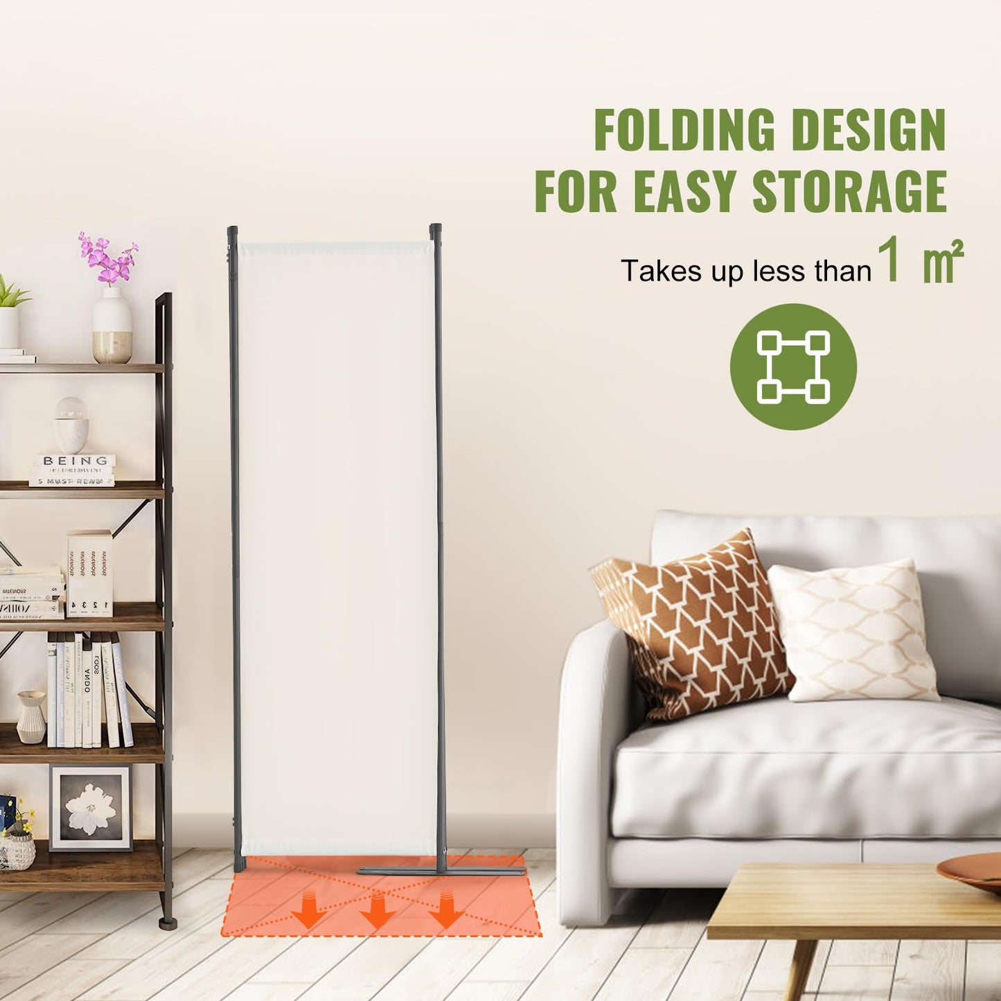 VEVOR Room Divider, 4 Panel Room Dividers and Folding Privacy Screens, Fabric Partition Room Dividers for Office, Bedroom, Dining Room, Study, Freestanding, White