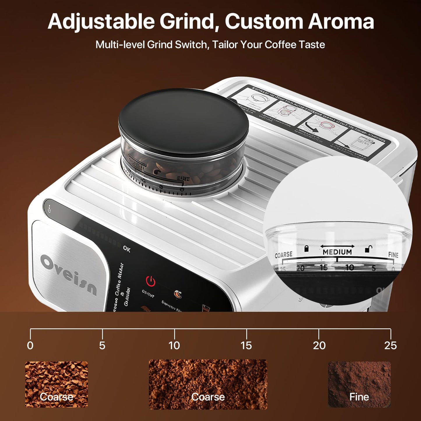 oveisn Espresso Machine Professional Home Espresso Maker Espresso Coffee Fast Heating for Cappuccino/Latte Coffee Machine for Home, Office for Latte Cappuccino-White