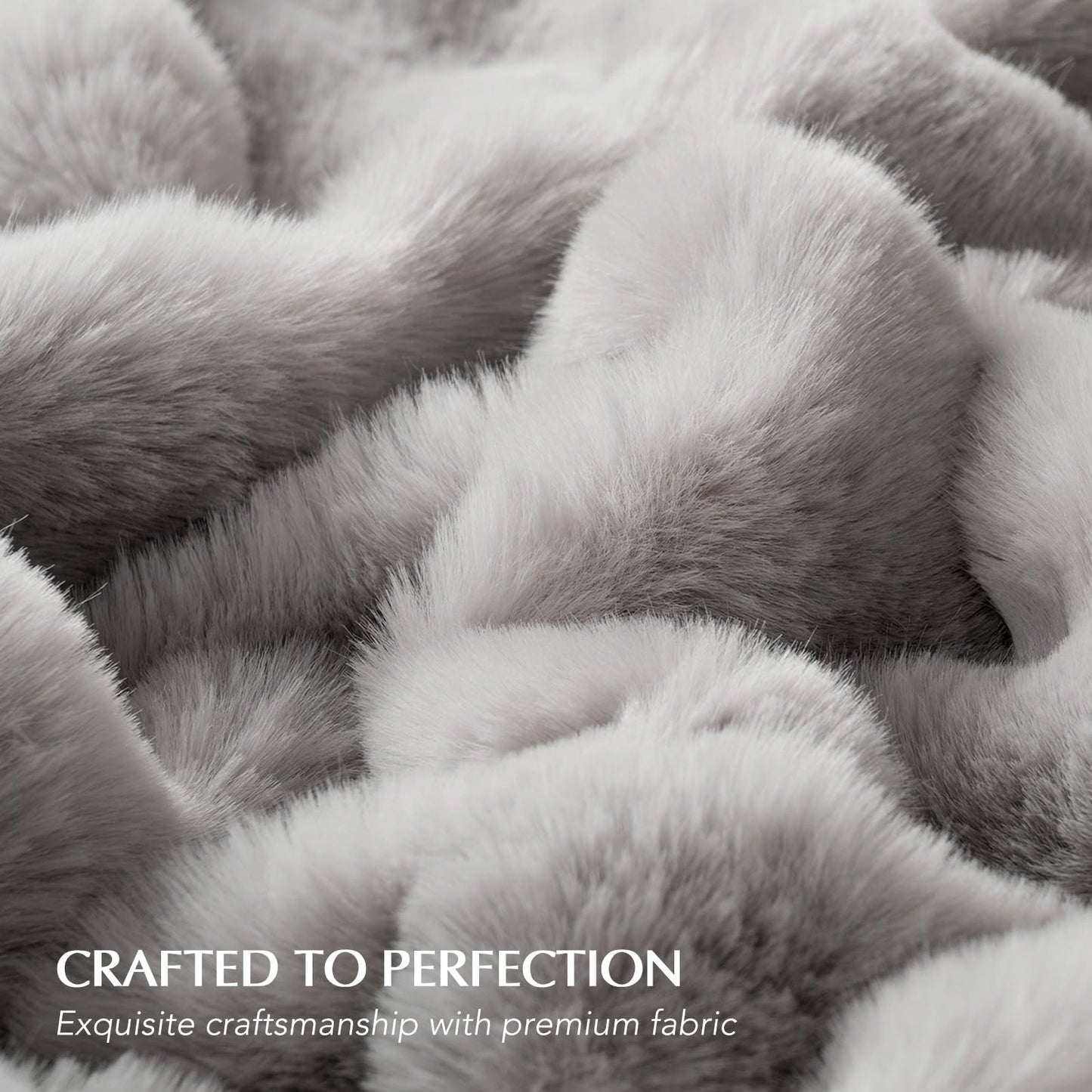 EverGrace Ultra Soft Luxury Fluffy Faux Rabbit Fur Throw Blanket, Thick Warm Bubble Throw for Bed, Cozy Plush Reversible Blankets for Couch, Chair, Sofa, Taupe, 50x60 Inches