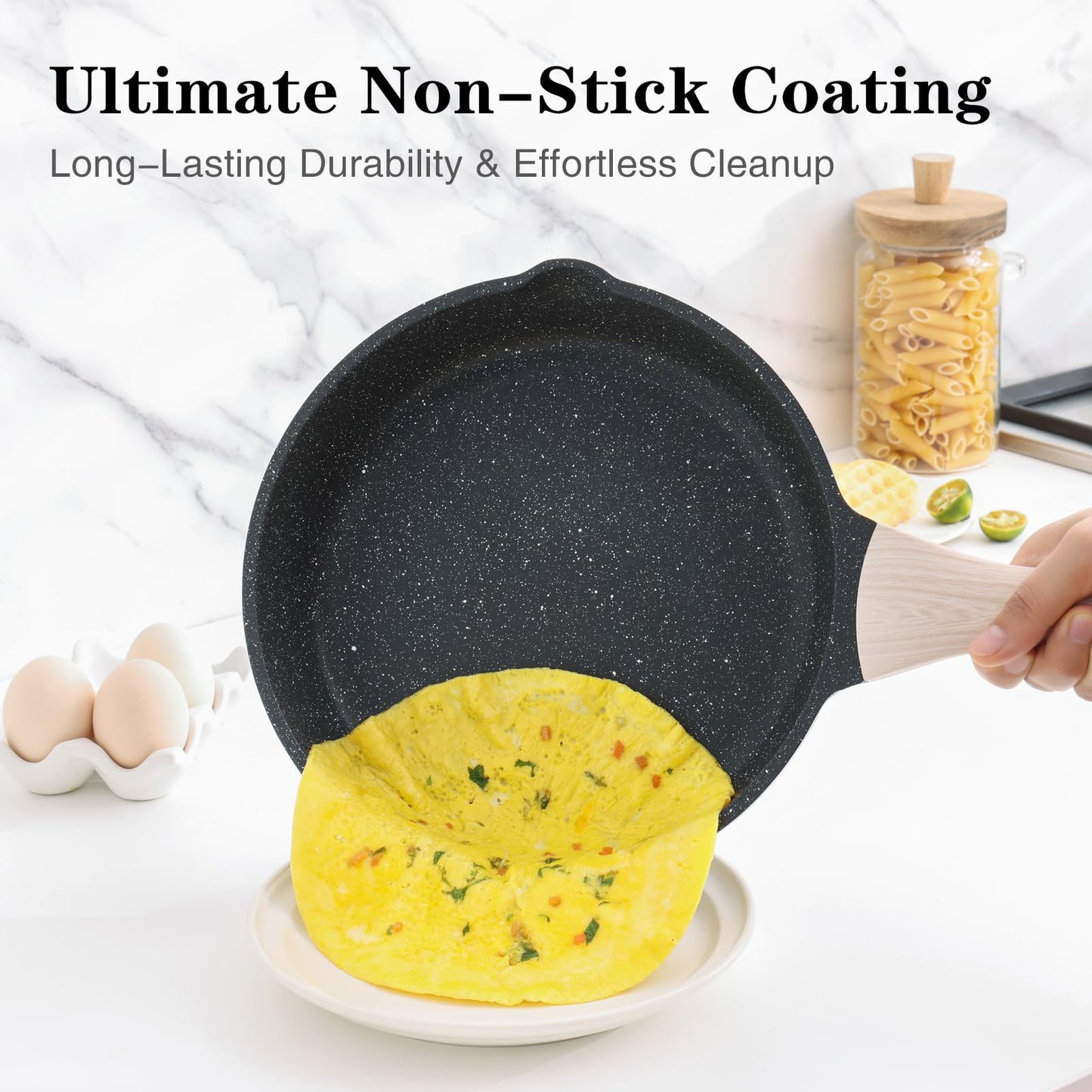 Kordisen Nonstick Frying Pan, 12.5 Inch Large Skillet, Granite Cooking Pan, Healthy and Non Toxic, Induction Compatible, PFOA Free