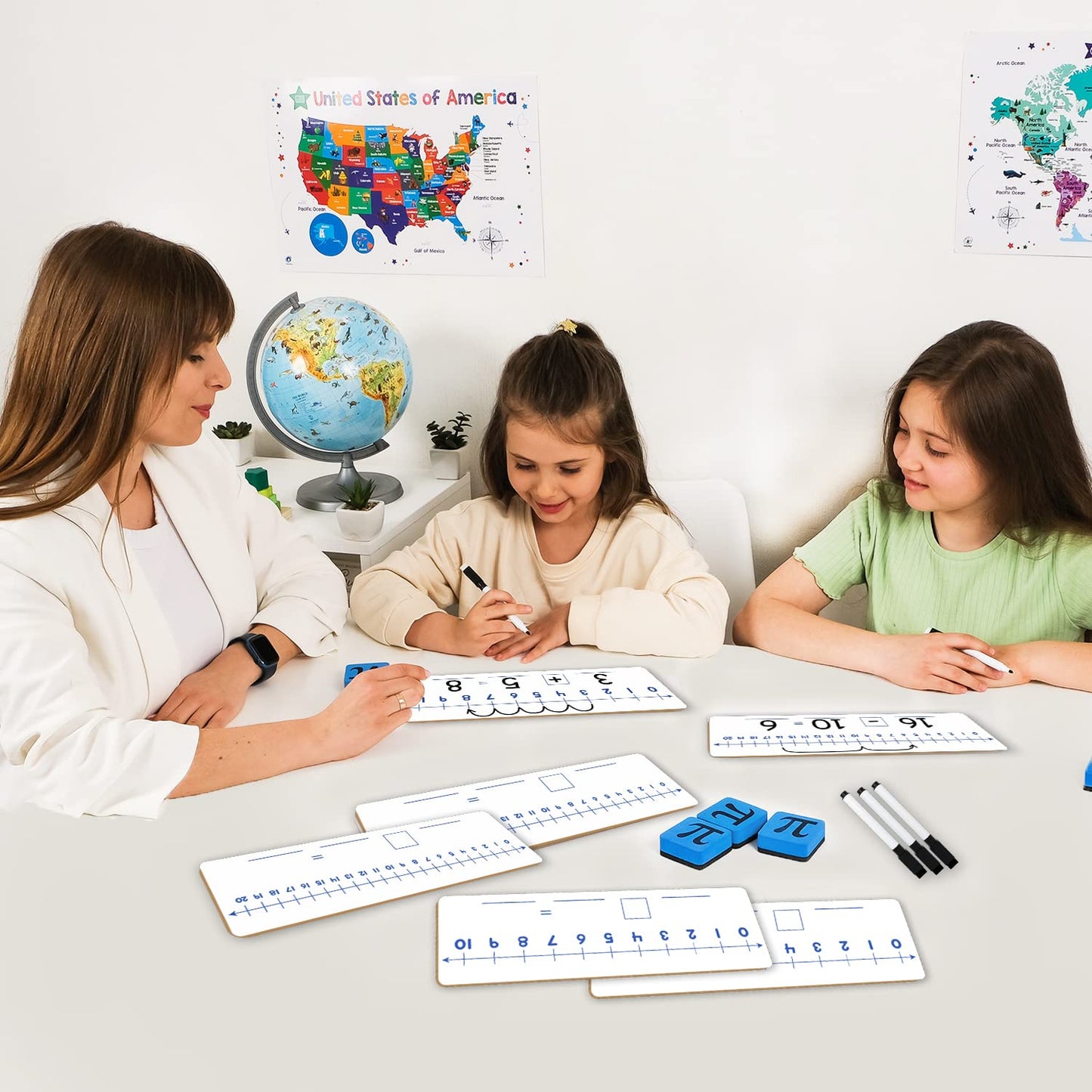 12-Pack Double-Sided Dry Erase Number Line White Boards - 4"x12", Elementary Numberline Strips, White Boards for Students, Math Manipulatives Must Haves, Number Line for Classroom Set - Simply Magic