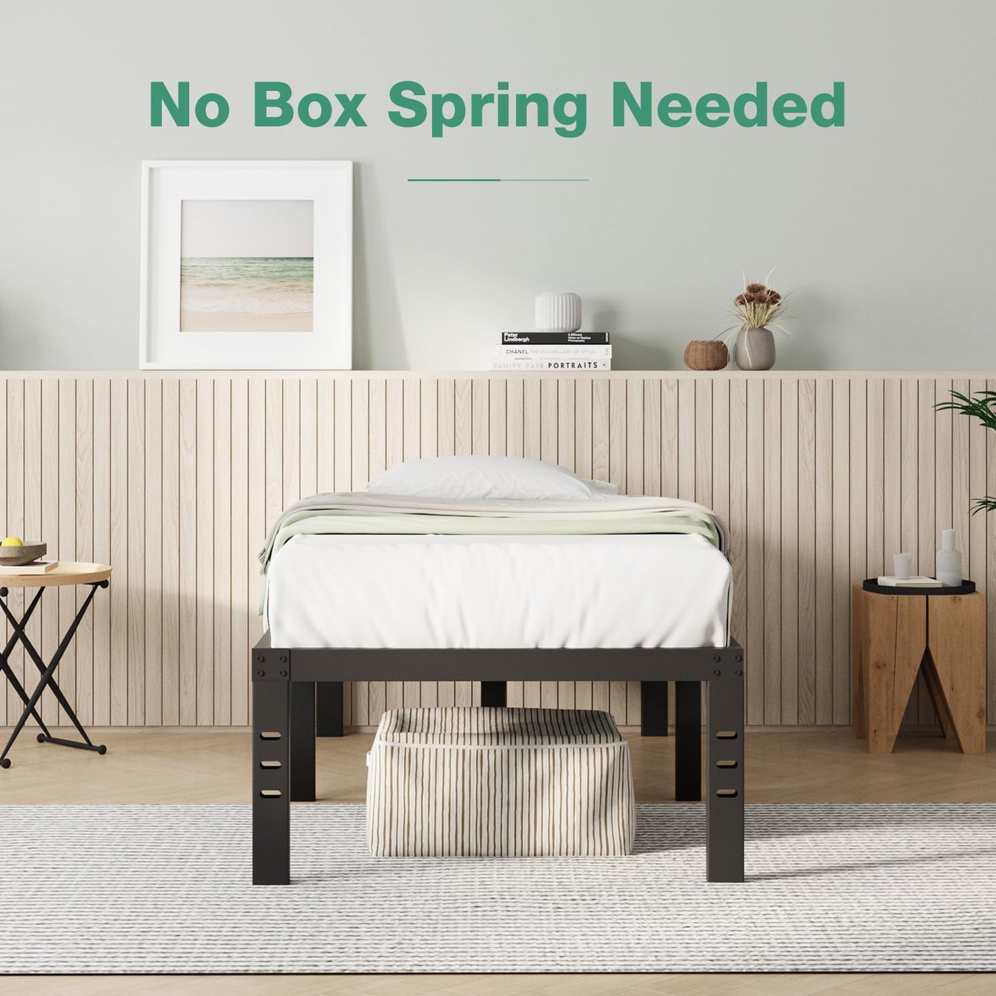 Novilla Twin Bed Frame, 14 Inch Metal Platform Bed Frame Twin Size with Storage Space Under Bed, Heavy Duty Steel Slat Support, Easy Assembly, No Box Spring Needed