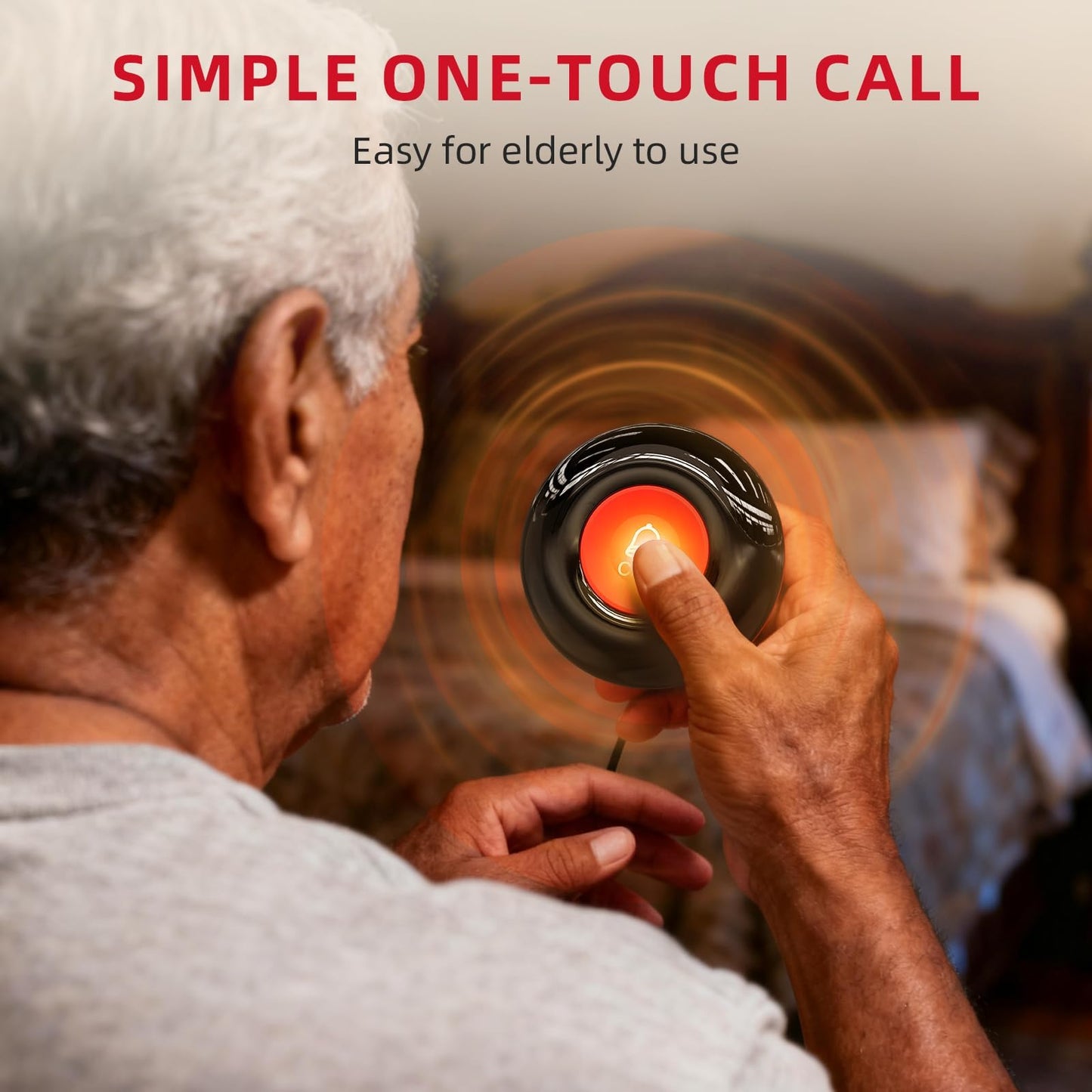 CallToU Caregiver Pager Wireless Call Bell Alert Button for Seniors/Elderly/Patients 2 Plugin Receiver 2 Waterproof Transmitter