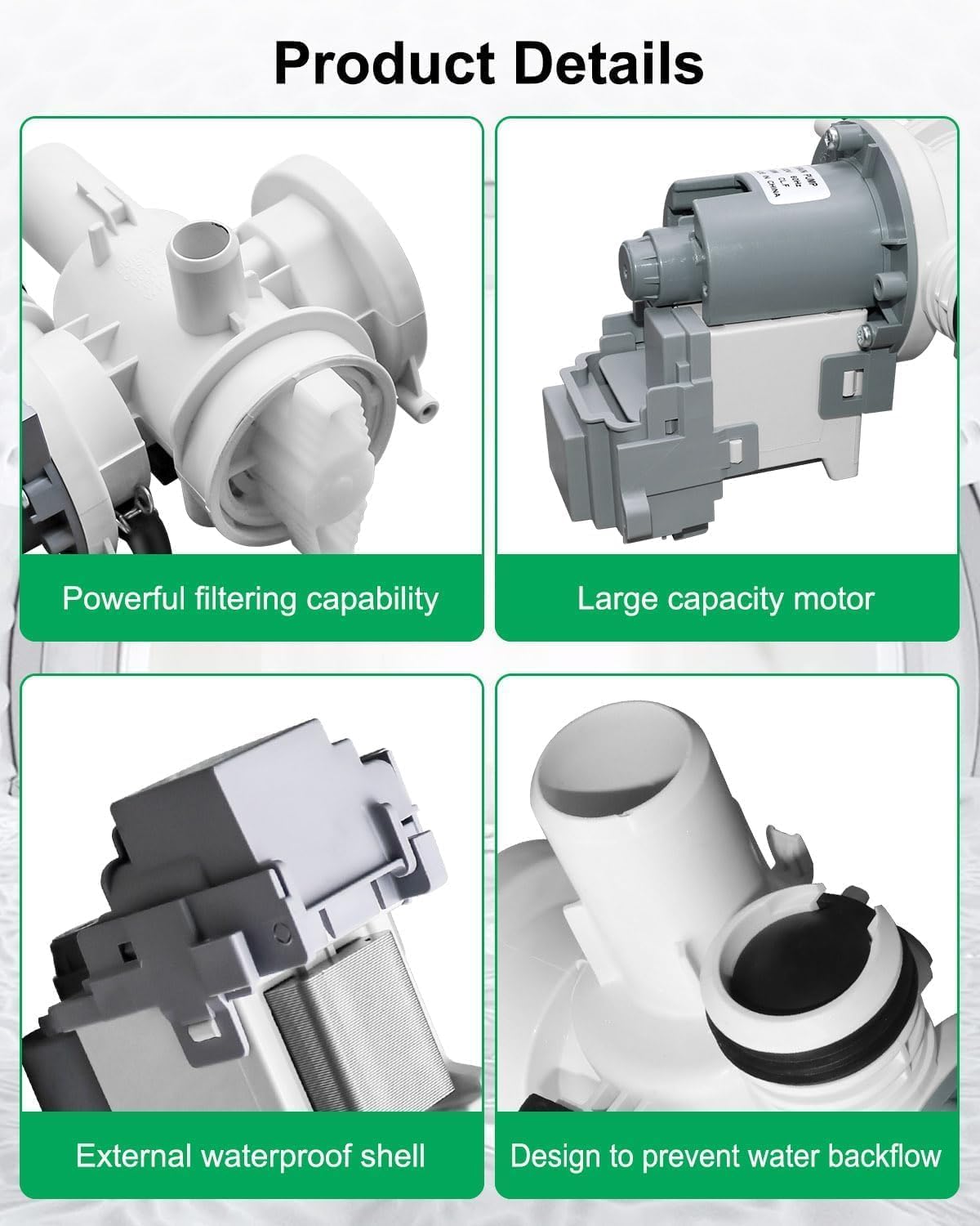 Upgraded DC97-20621A DC97-17999N Washer Drain Pump Compatible with Samsung WF45B6300AC, Replace DC31-00187A PX3516-01 AP6807020 PS12592830 EAP12592830 495963 Washing Machine Drain Pump Motor