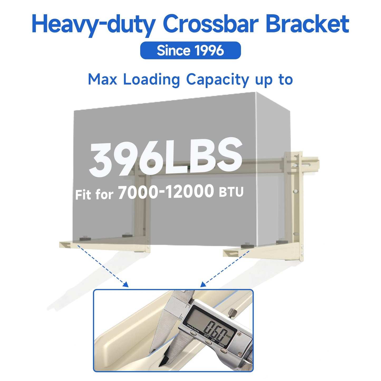 Mini Split Wall Mounting Bracket: AC Wall Mount Bracket for 7000 to 12000 BTU Outside Minisplit Ductless Air Conditioner, Heavy Duty Mini Split HVAC Heating System Bracket, Max 400lb Capacity