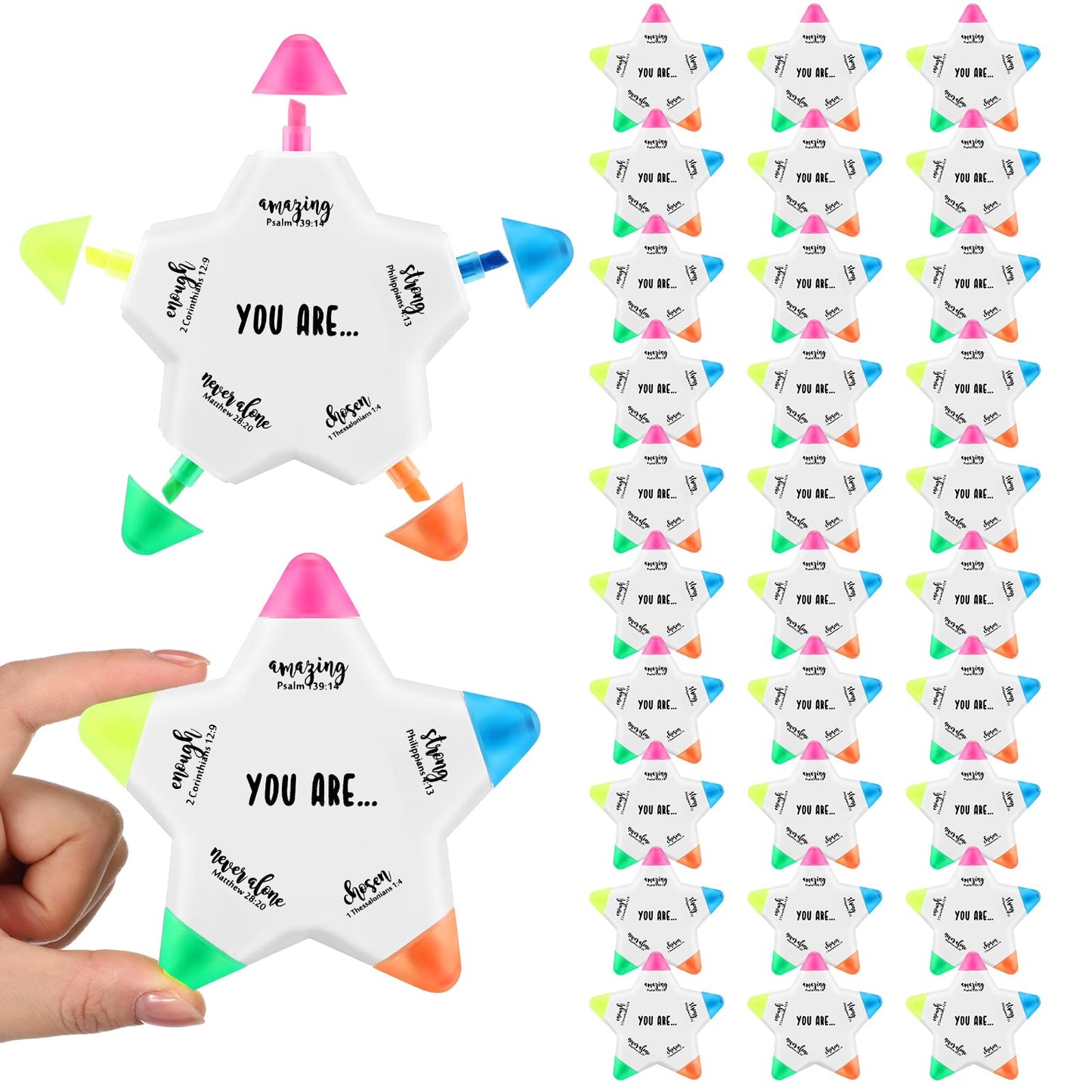 Chivertion 30 Pcs Christian Gifts Bible Highlighters and Pens No Bleed Inspirational Highlighters Brush Tip Bulk Church Gift Bible Study Supplies Religious Stationery