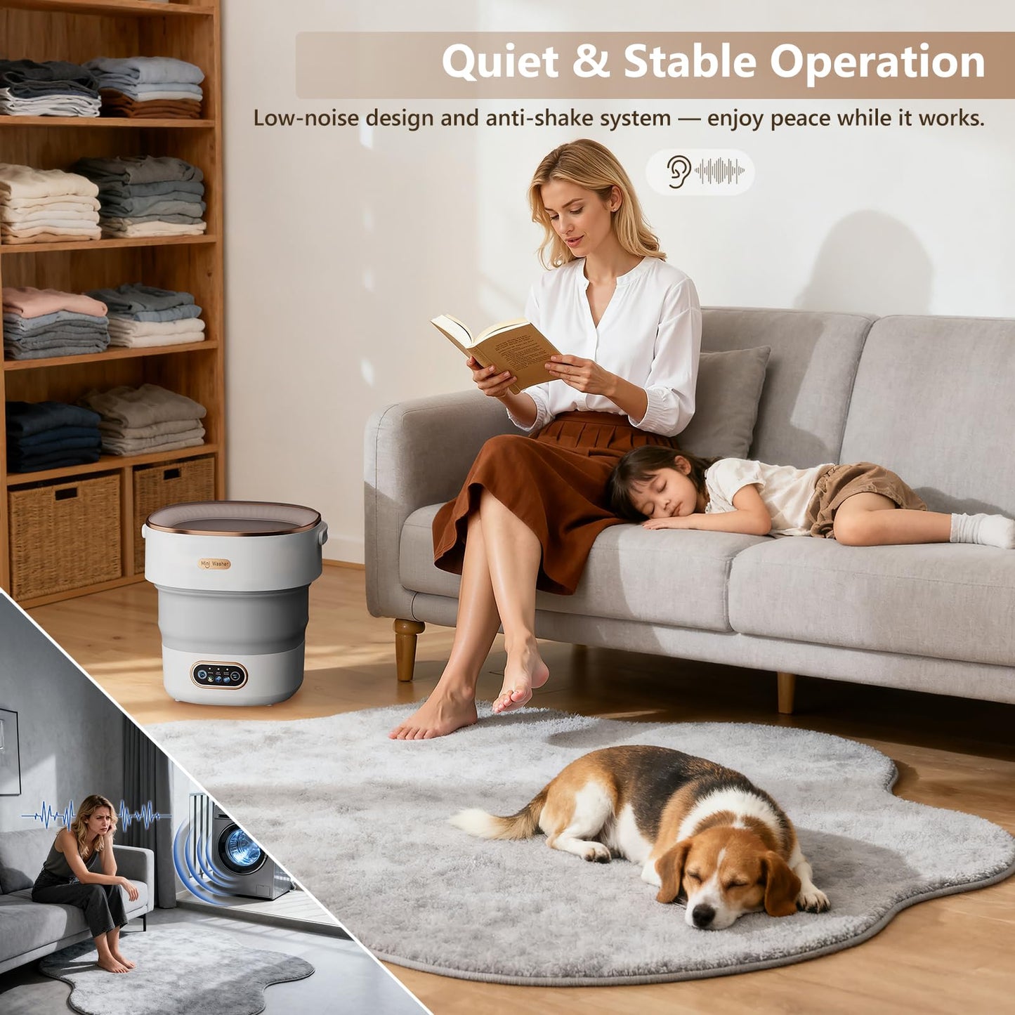 Portable Washing Machine 16L — 2026 Upgrade Foldable Portable Laundry Machine and Spinner, Underwear, Socks; Portable Washer Ideal for Travel, Dorms, Camping