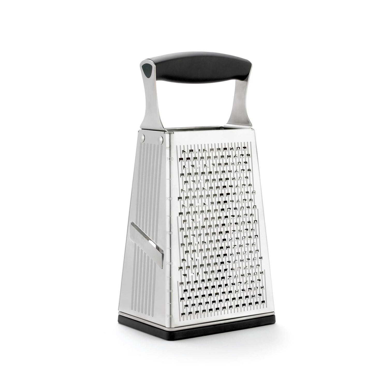 Cuisipro Stainless Steel Cheese Grater with Handle, 4 Sided Box Grater for Kitchen, Ginger Grater Dishwasher Safe, Fruit and Vegetables Slicer, Cheese Shredder for Potato, Chocolate, Parmesan, Ginger