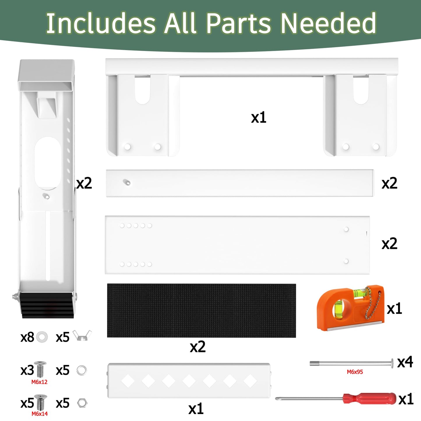 No-Drill Window AC Bracket, Upgraded Heavy-Duty Adjustable Air Conditioner Support Bracket, Fits Single/Double Hung Windows, Supports Up to 300 lbs, Easy Installation & Removal, White