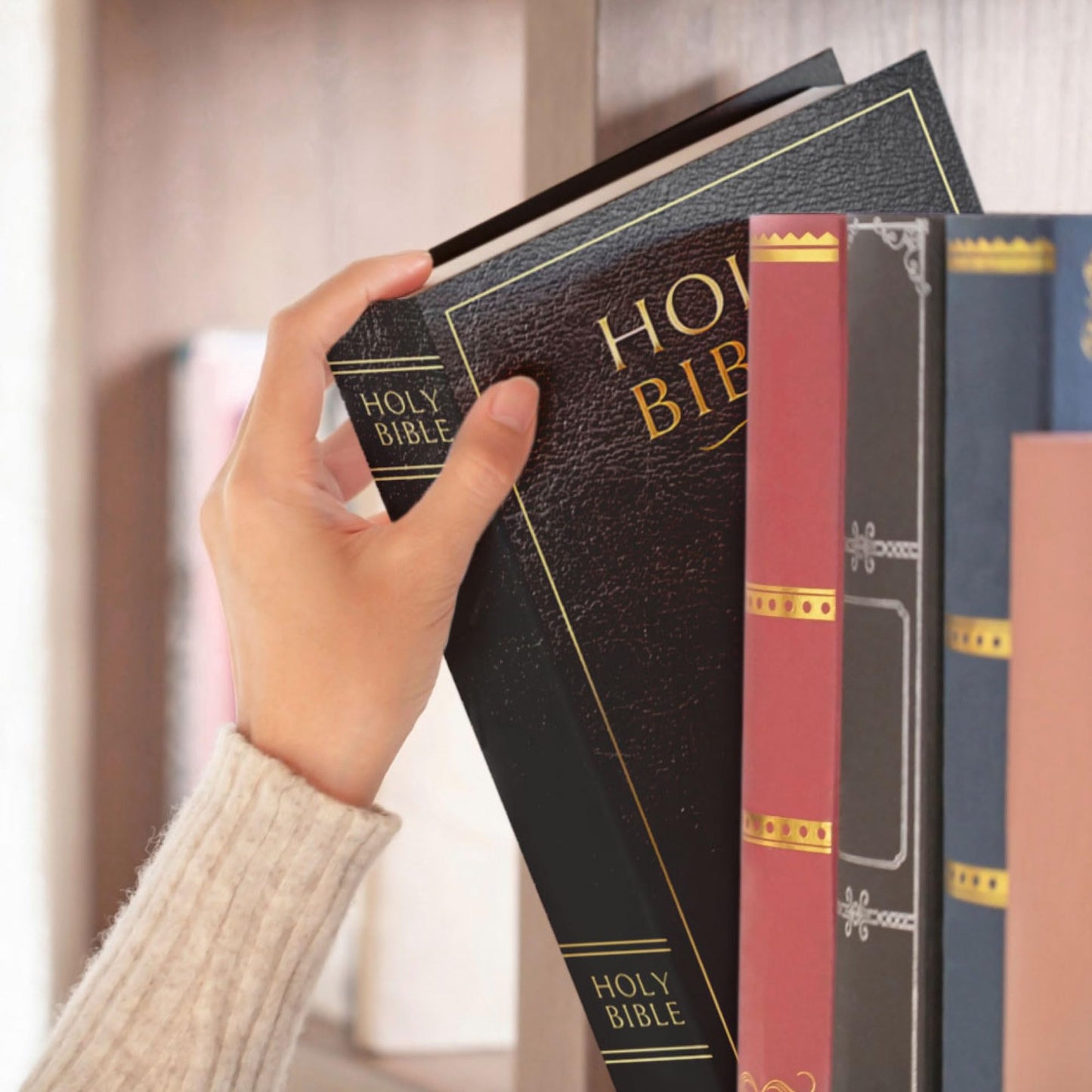 Fake Book Box - Small Safe Box with Combination Lock - Hidden Safe in Plain Sight - Diversion Safes - Secret Safes (Bible) (Large)