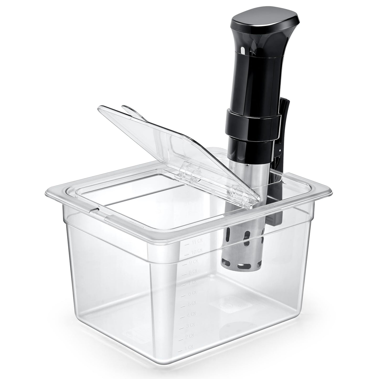 HOMENOTE Sous Vide Container 12 Quart with Universal Collapsible Hinged Lid,Sous Vide Accessories Kit BPA Free,Compatible with Anova and Most Sous Vide Cookers