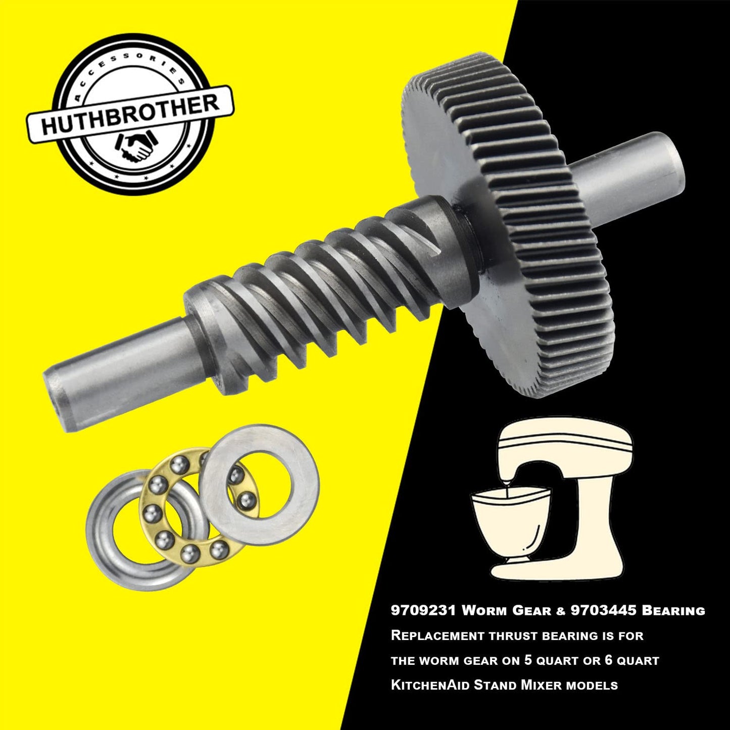 9709231 9703337 W11086780 9709511 Worm Gear Kit for KitchenAid Whirlpool 5QT&6QT, Mixer Gear Parts Drive Gear Replacement - W/Food Grade Grease