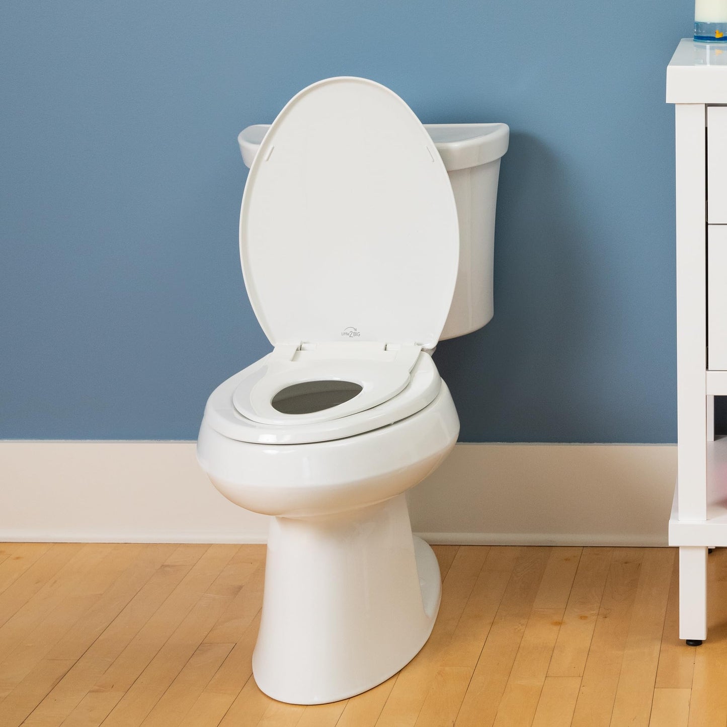 Little2Big Toilet Seat with Built-In Potty Training Seat, Slow Close, Durable Plastic, Made in USA, ROUND, White