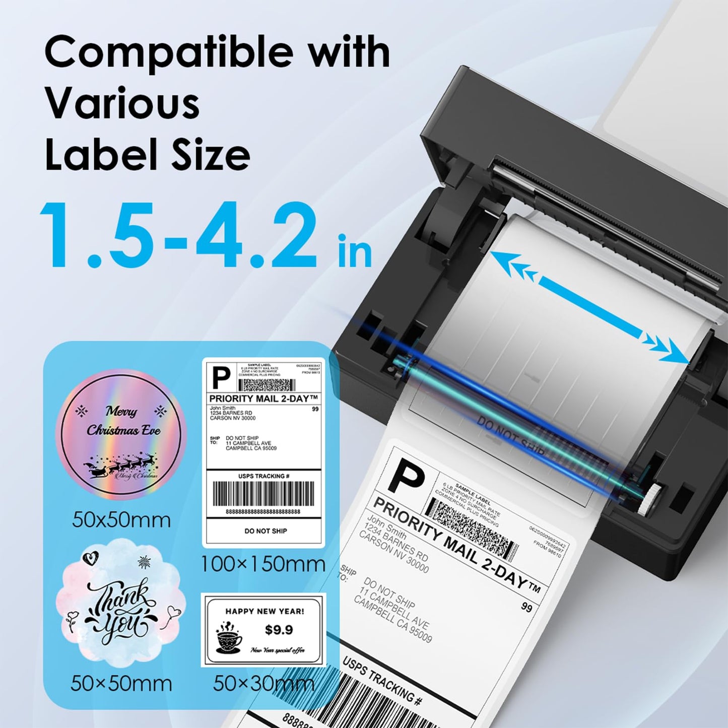 KNAON Bluetooth Thermal Shipping Label Printer, 4x6 Portable Thermal Address Label Printer for Small Business, Compatible with iPhone,Android,Windows,Mac,–Works with Etsy Shopify USPS&More, Black