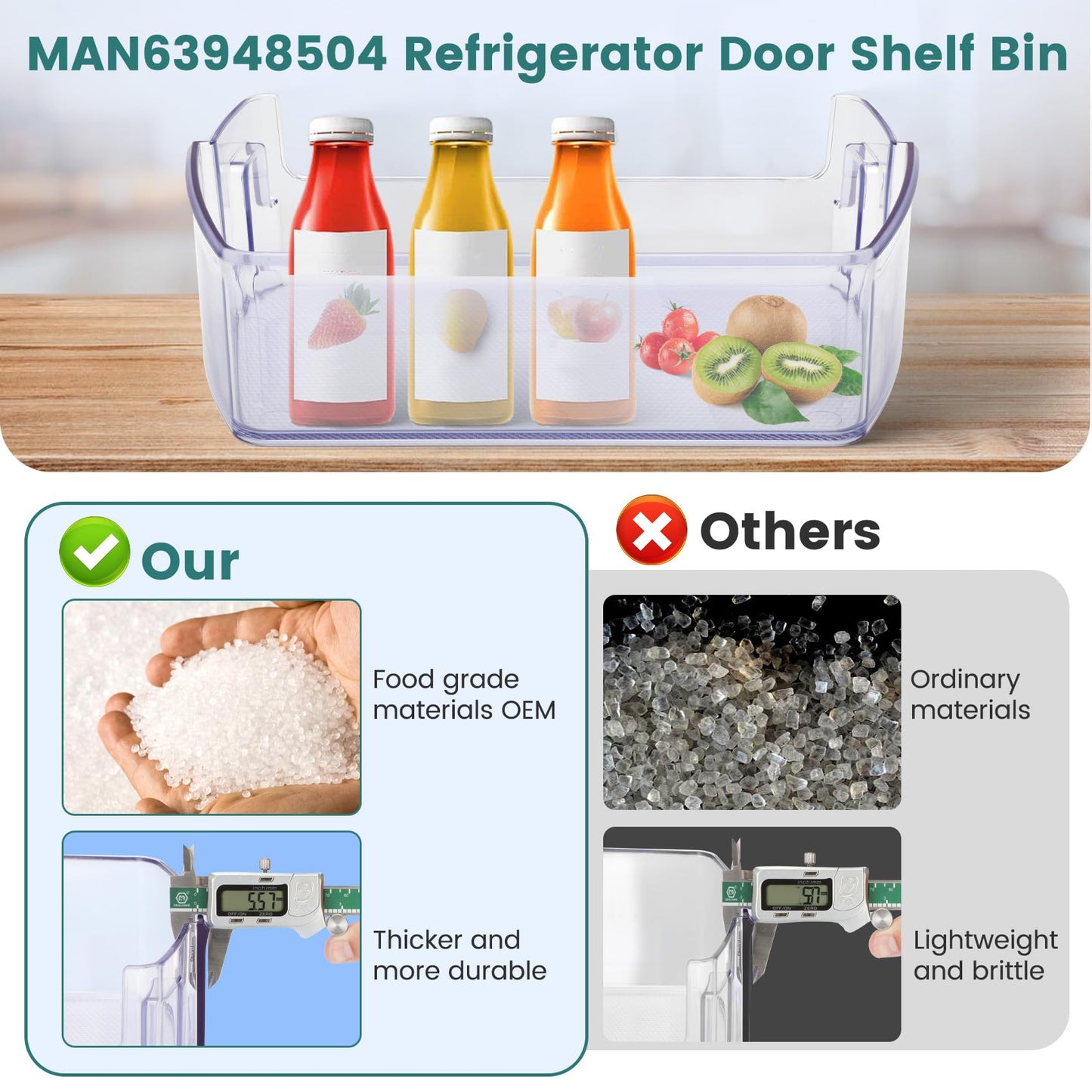 MAN63948504 Refrigerator Door Bin, Bin Basket Shelf Compatible with lg Refrigerator LFCC22426S, LFXS26973S, LFXC22526D, Replace 4976934 AP7176180 PS16662677 EAP16662677