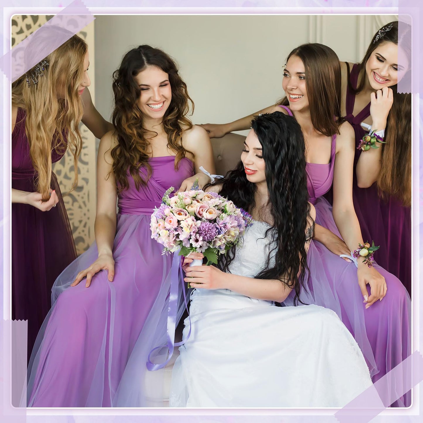 Tigeen Peonies Artificial Flowers Faux Roses Silk Flowers Hydrangea Artificial Bouquet for Wedding Table Centerpiece Floral Vase Home Office Bridal Decor(Purple,12 Bundles)
