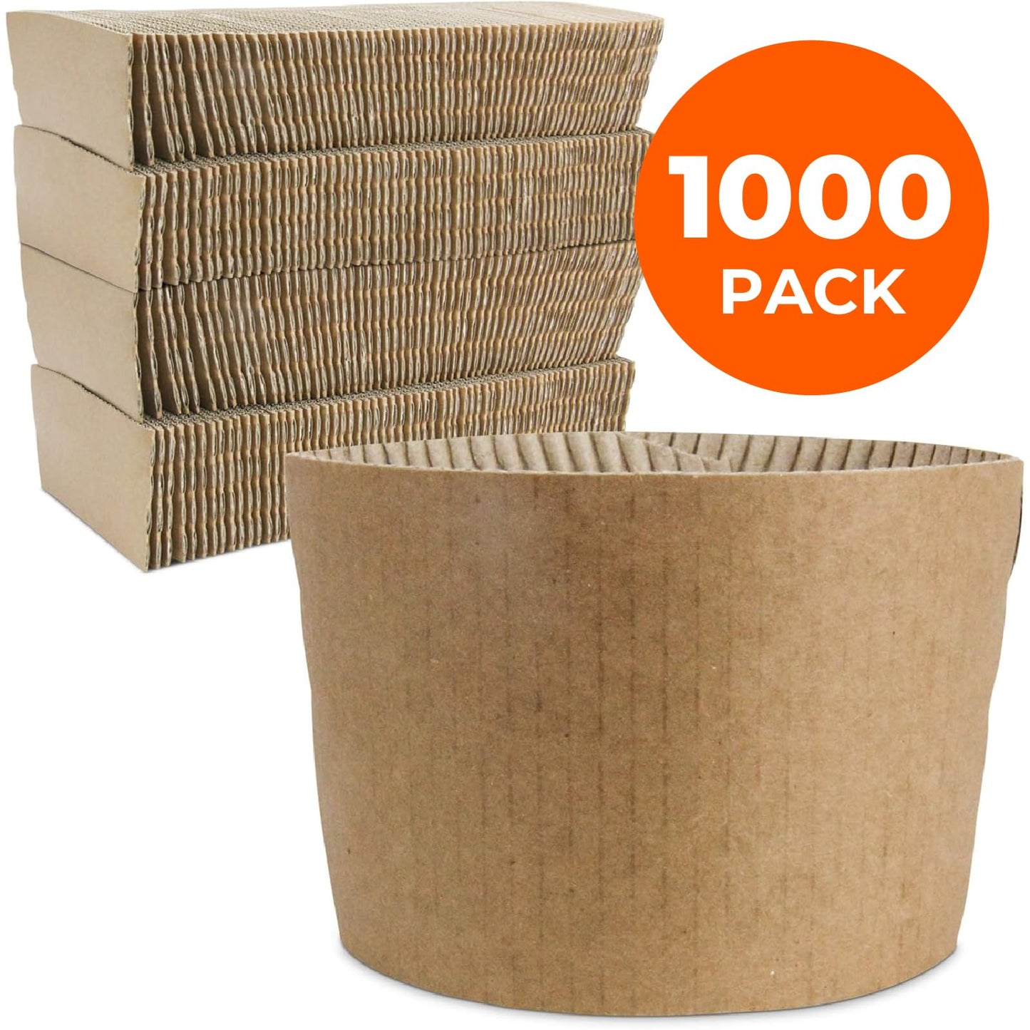 FMP Brands 1000 Pack Kraft Coffee Cup Sleeves, 8 oz, Disposable Hot & Cold Drink Insulators