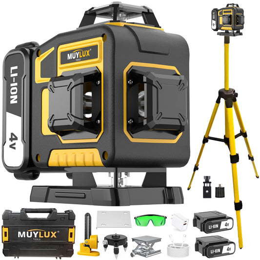 16 Laser Level with 1M Tripod, 4x360° Laser Line, Green Cross Line Laser with Tripod Self-Leveling, Lazer Leveler Tool for Picture Hanging laserpower<1mW, 2 Batteries