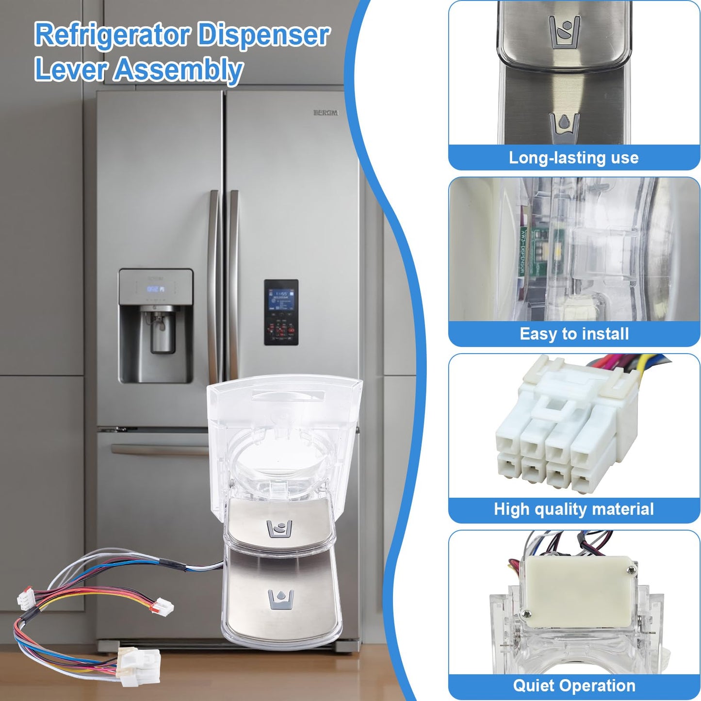DA97-08519A Refrigerator Ice & Water Dispenser Lever Assembly Replace for AP4578518 2051414 PS4175907 Compatible with Samsung Refrigerators RF4287HARS RF4289HARS RF4287HABP