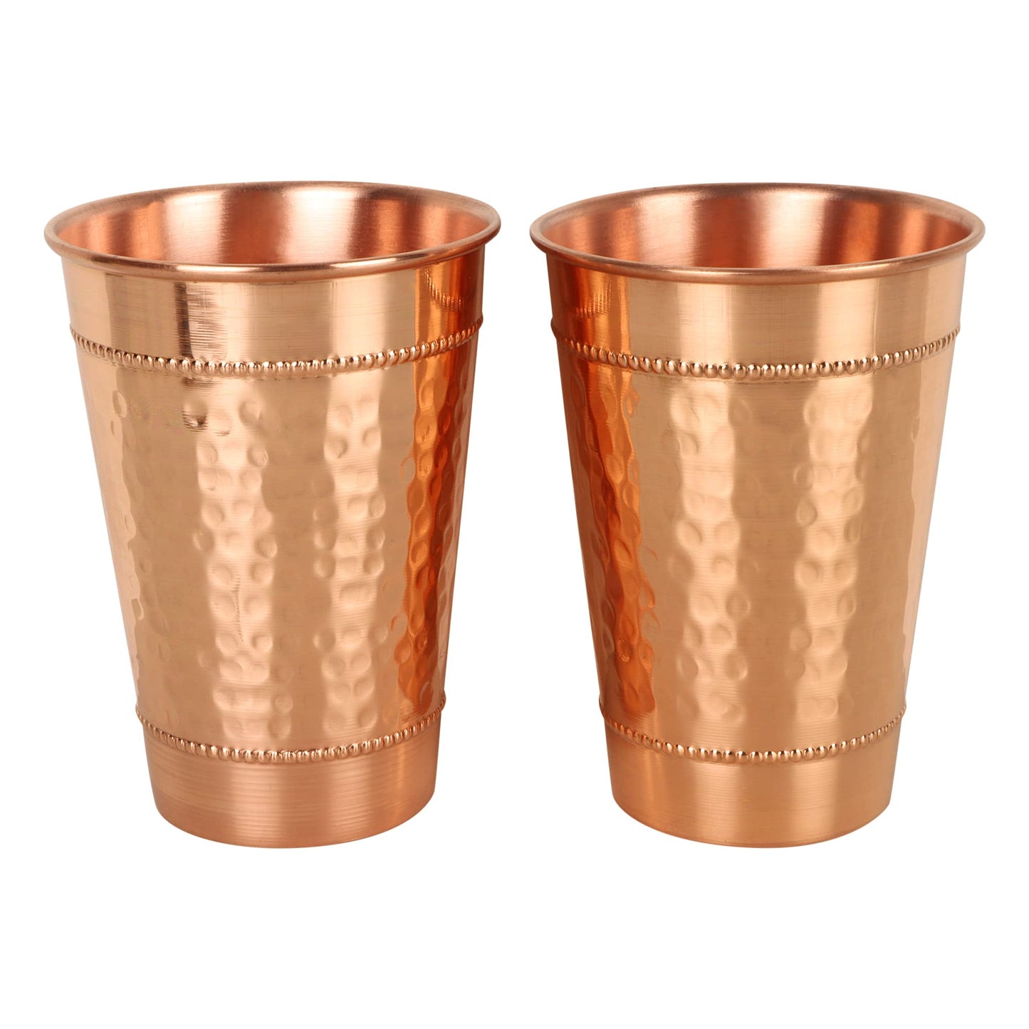 JYPR Hammered Pure Copper Water Drinking Glasses Set of 2 Large 13 Oz Drinking Cups Copper Ayurvedic Health Benefits Tumblers Beautiful Handcrafted Design Cup Best Gift